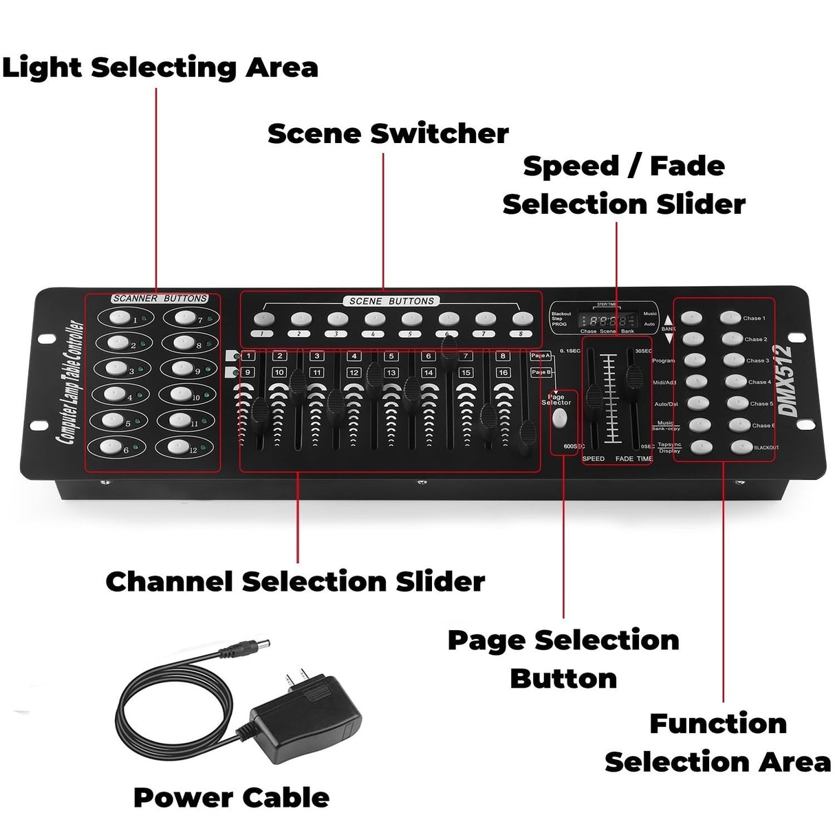 FODEXAZY DMX Controller, 192 Channel DMX 512 Light Controller DMX Console Stage Light Controller Panel Use for Editing Program of Stage Lighting Runing for DJ, Shows, Party, Christmas and Halloween