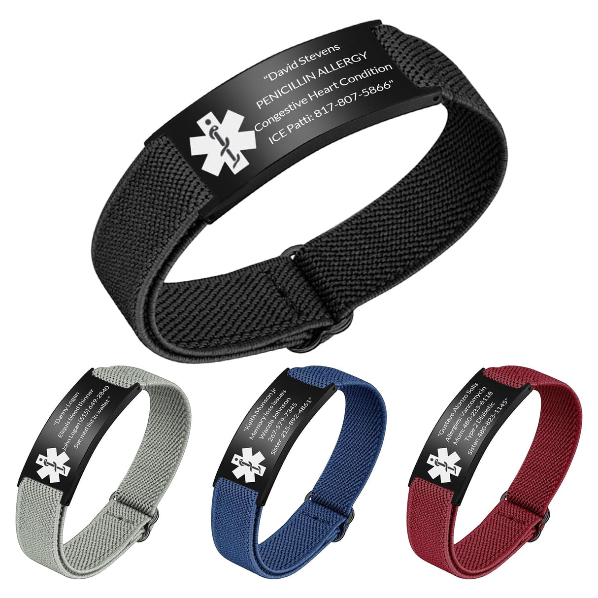 KBPTM Custom Medical Alert Bracelet Personalized Engraving Medic Info ID Bracelet Customized Emergency Medical Bracelets Gifts for Men Women Dad Fathers Day (black)