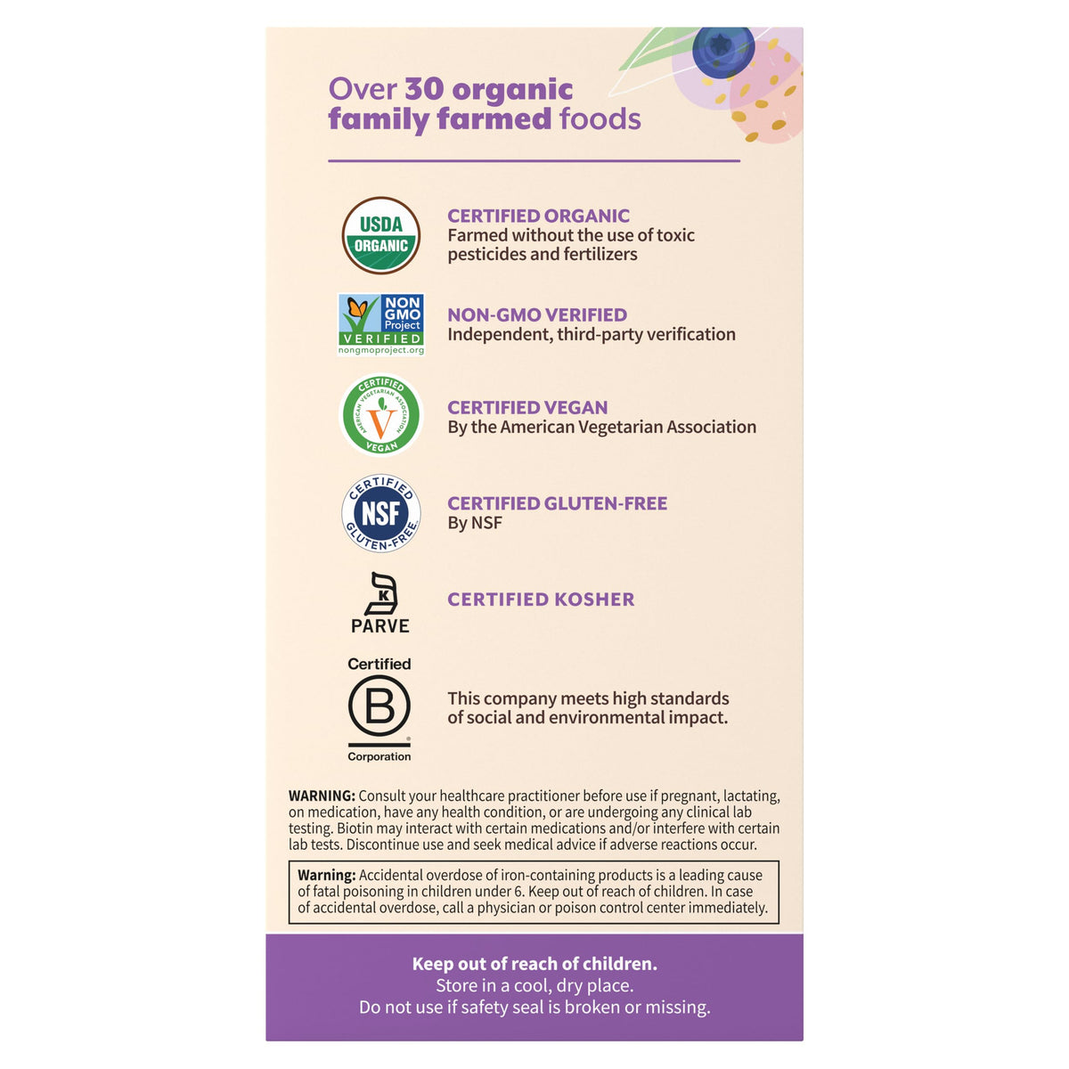 Garden of Life Organics Women's Once Daily Multivitamin, 60 Tablets