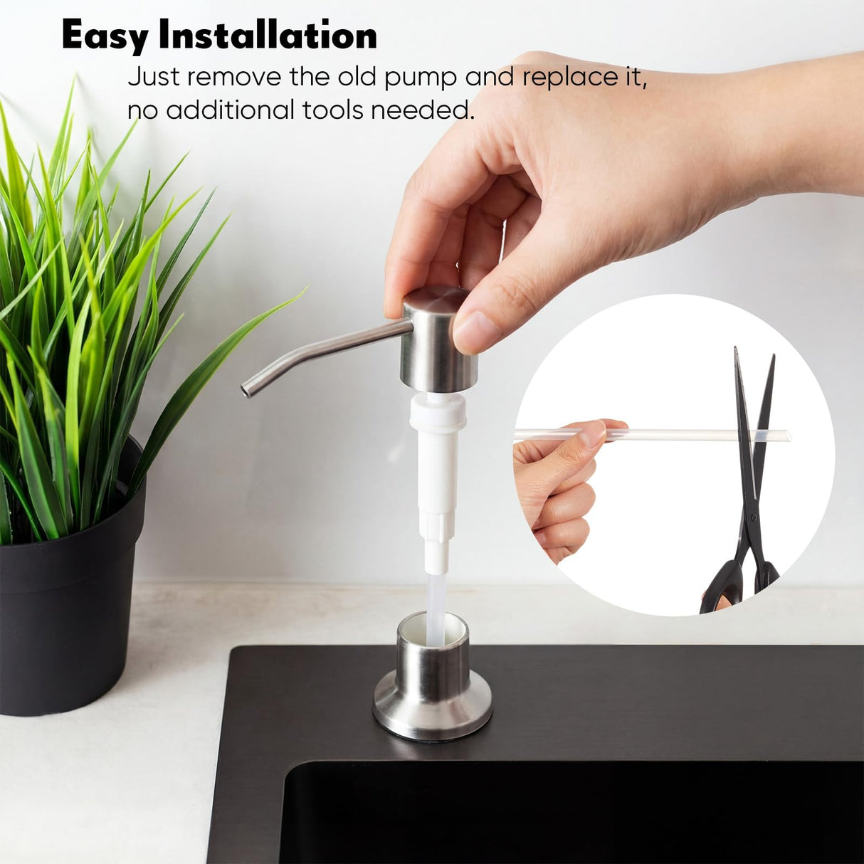 Sieral 2 Pcs Replacement Liquid Soap Dispenser Pump Only 12 Inch Sink Soap Pump Repair Parts Replacement with Straw, Compatible with General Sink Liquid, Suitable for Home Commercial, and Industrial