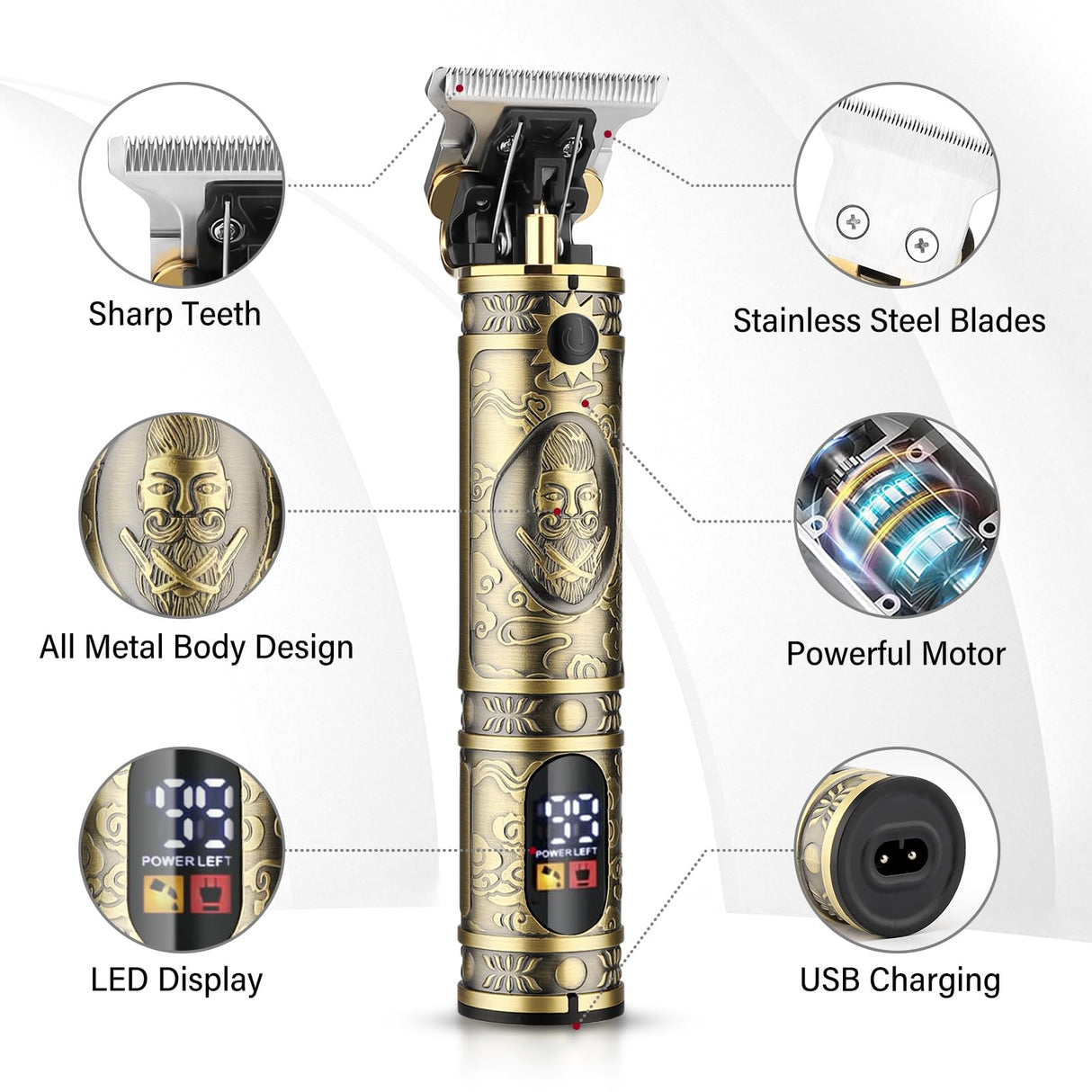 GSKY Hair Clippers for Men Professional, Beard Trimmer Kits & Sets, Cordless Mens Hair Trimmer, Electric Shavers, Haircutting Machine with LED Display, for Barber