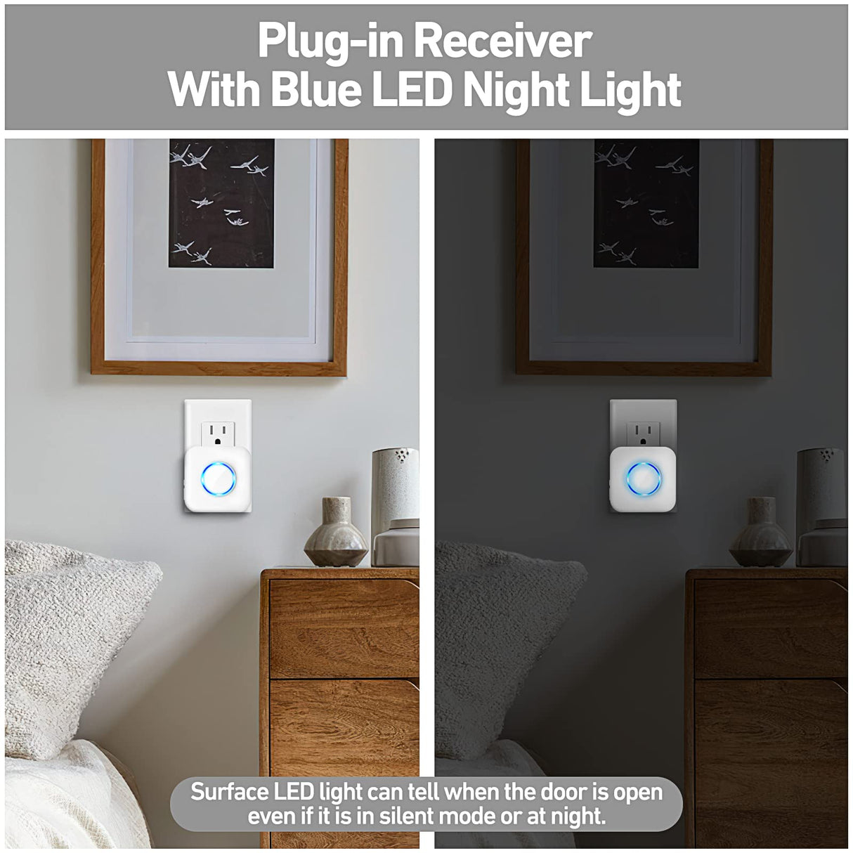 Door Chime, Satisure Wireless Door Open Contact Sensor Alarm Chime with 600 FT Range 58 Chimes 5 Volume Levels LED Indicators, Door Ringer Alert for Business/Store/Home/Office When Entering