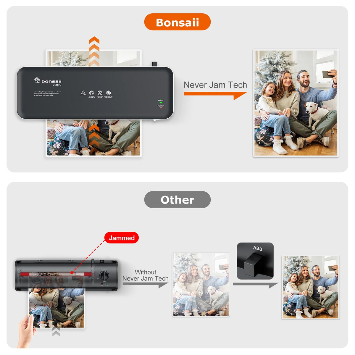 Bonsaii 9 Inch Laminator Machine with 50 Laminating Sheets, Jam-Free Tech