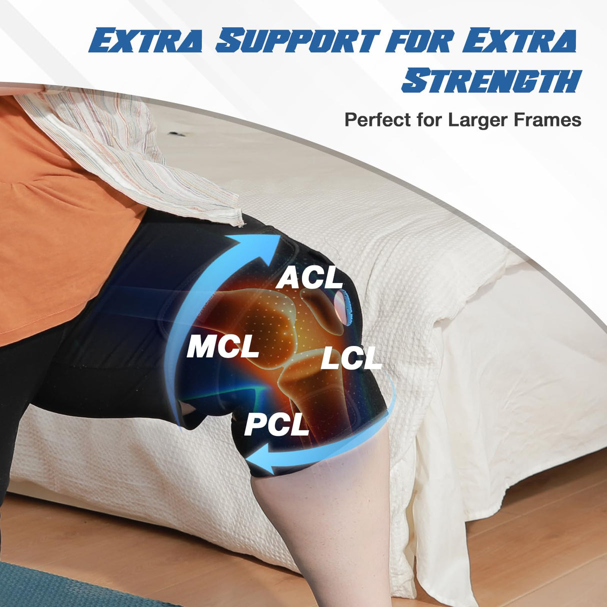 Nvorliy Knee Brace for Women Plus Size for Knee Pain (XL-8XL) - Extra Large Knee Brace with Side Stabilizers for Arthritis, Meniscus Tear, Knee Pain Relief, ACL, LCL, MCL (7XL/8XL, Black)