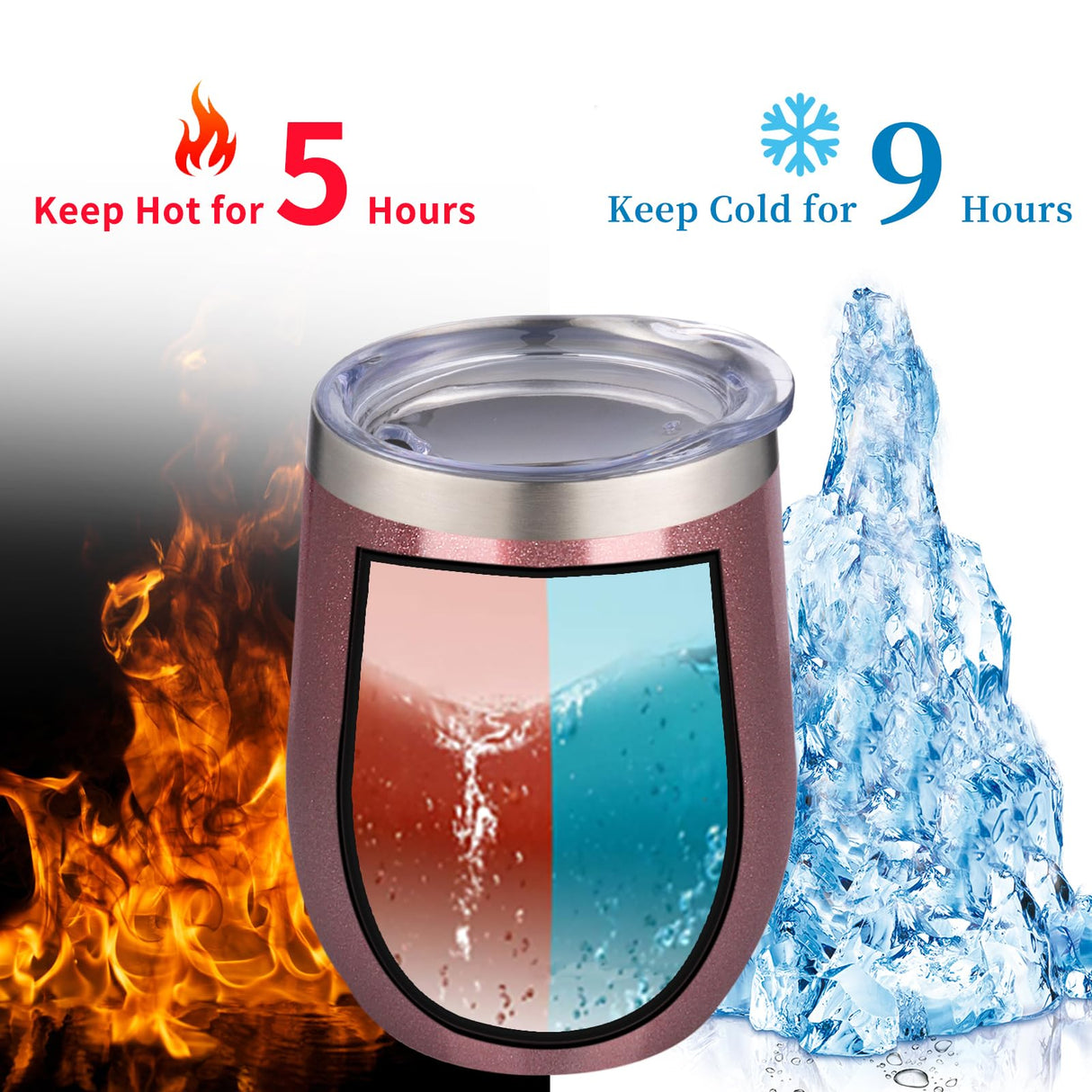 12oz/4 Pack Wine Tumbler Glasses with Lid Stemless Double Wall Vacuum Stainless Steel Travel Tumbler Keeping Cold & Hot for Wine,Coffee,Cocktails,Christmas Drinks-Family and Gifts(Multi color-bright)