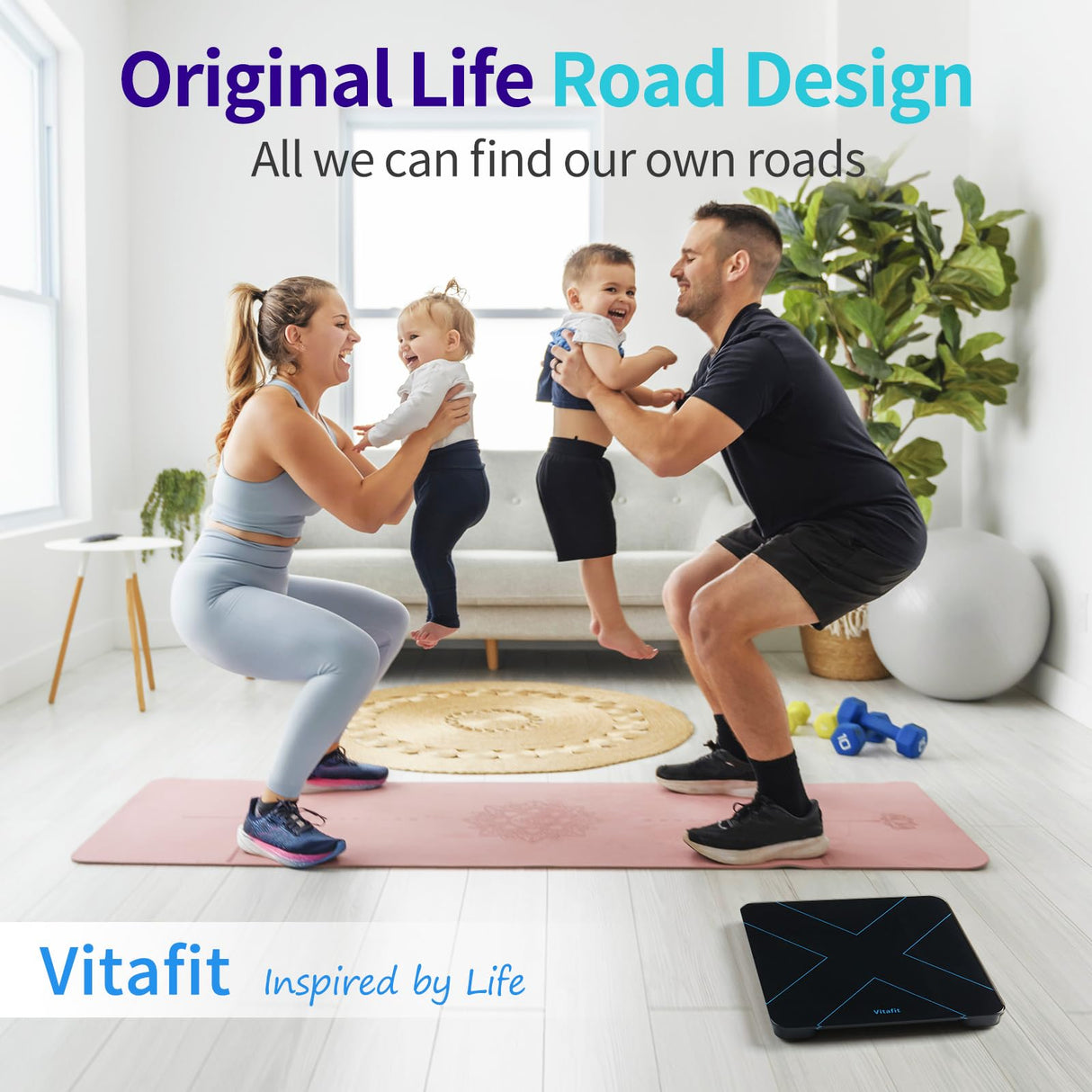 Vitafit Digital Bathroom Scale for Body Weight, Weight Scale Professional Factory Since 2001, White LED and Step-On, 3*AAA Batteries Included, 400lb/182kg, Black