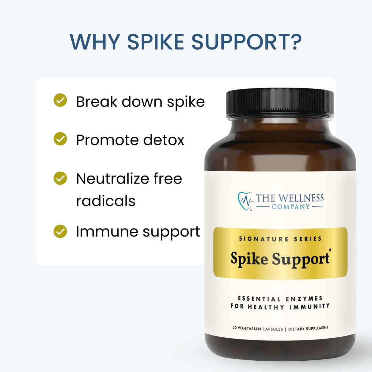 The Wellness Company Spike Support | 60 ct (1 Month Supply) | with Nattokinase, A Proteolytic Enzyme for Fibrinolytic (Anti-Clotting) | Non-GMO, Vegan, Gluten Free | for Year-Round Immune Support