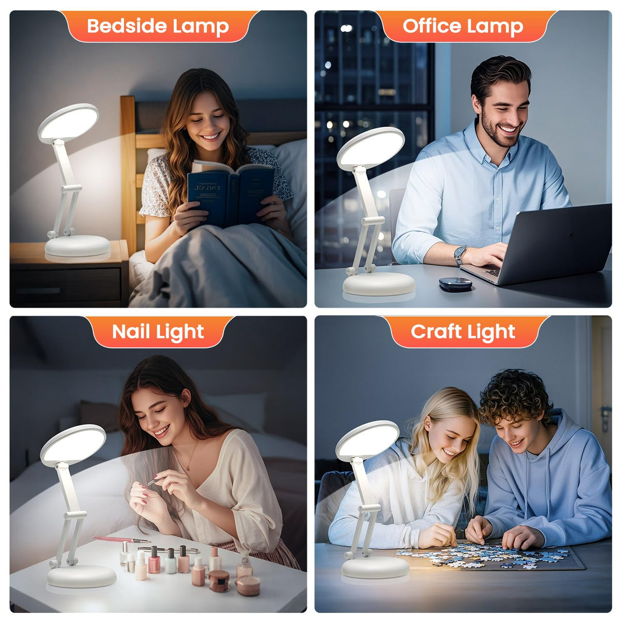 One Fire Cordless Desk Lamp,Dimmable Small Battery Powered Lights,3600mAh Rechargeable Wireless Table Lamp,Mini Lamp&Portable Light for Bed,Book Reading,Home for Small Spaces,Nail Light,Craft,Office