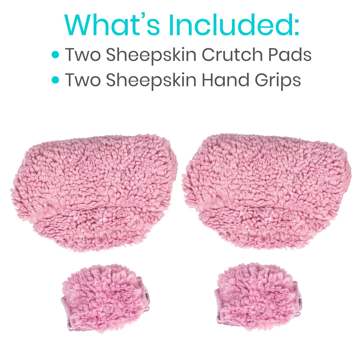 Vive Sheepskin Crutch Pads & Hand Grips - Comfortable, Breathable, Machine Washable Padding for Adults - Premium Accessory Covers for Crutches, Armpits - Latex-Free & Non-Toxic