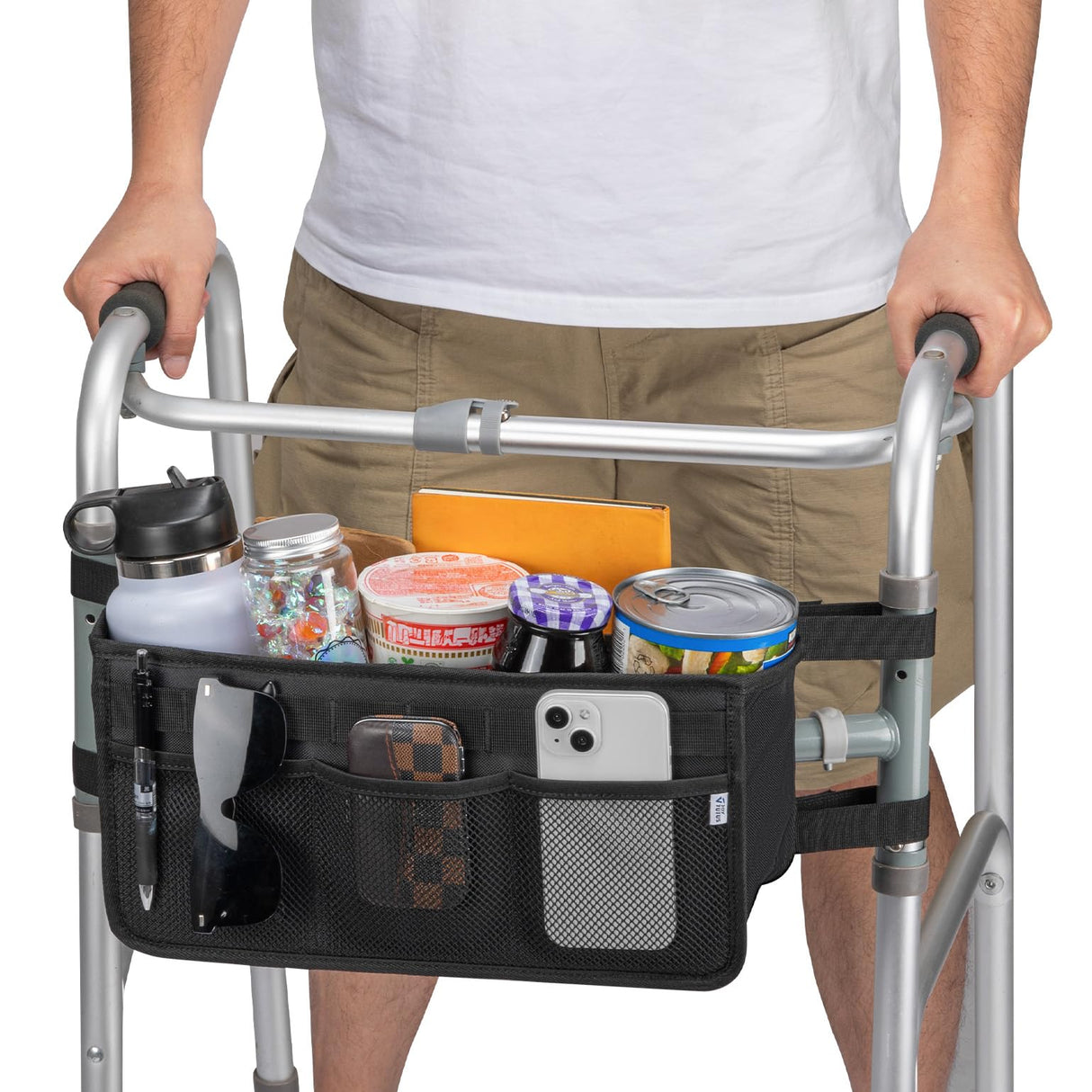 JOYTUTUS Walker Basket for Folding Walker, Basket for Walkers for Seniors, Rollator Walkers Storage Bag,Bag with Big Capacity & Never Tipping Over, Best Gift for Father Mother