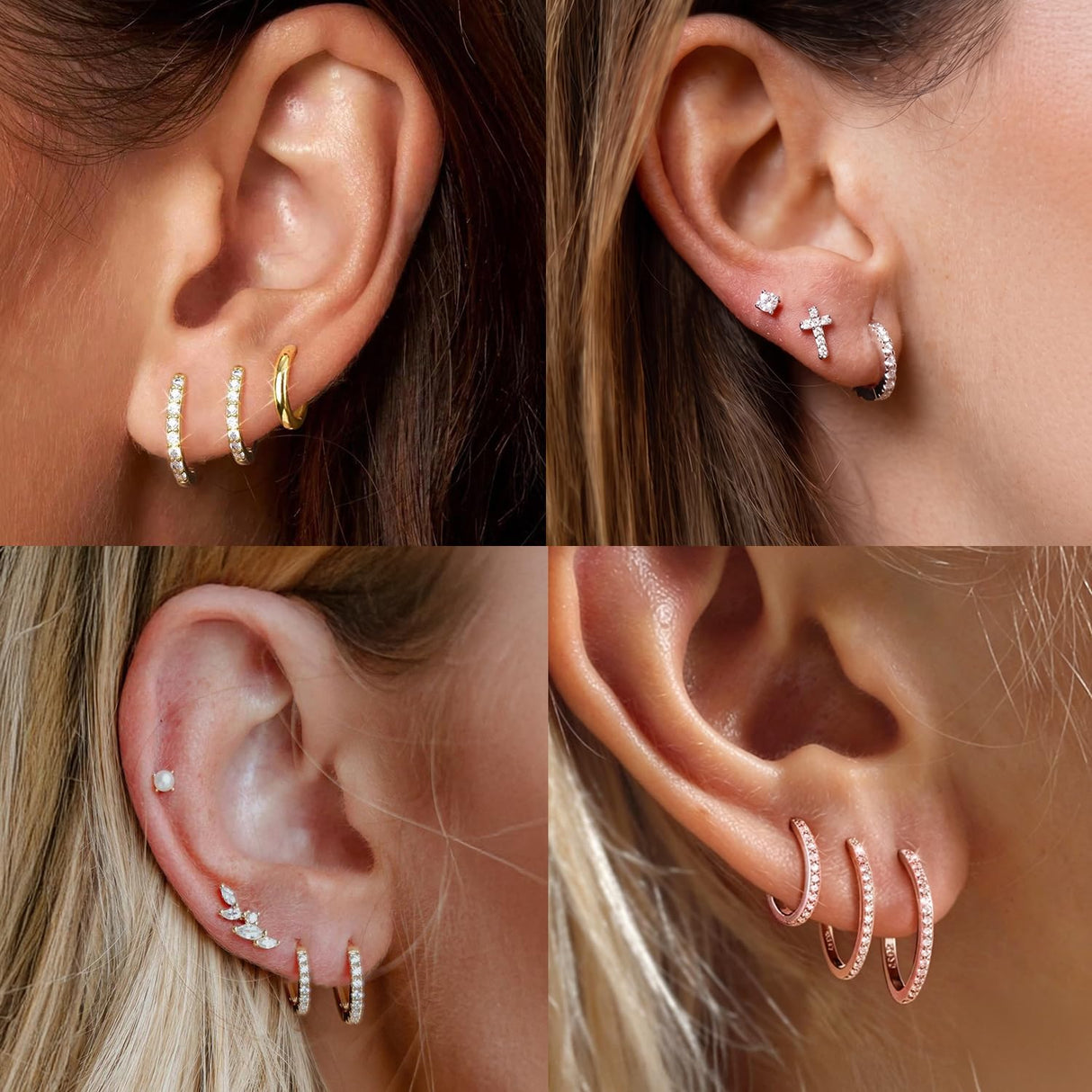 ChicSilver Silver Mini Huggie Hoop Earrings 925 Sterling Silver Earrings Cubic Zirconia Hoop Earrings for Women Cartilage Earrings Hypoallergenic 8MM