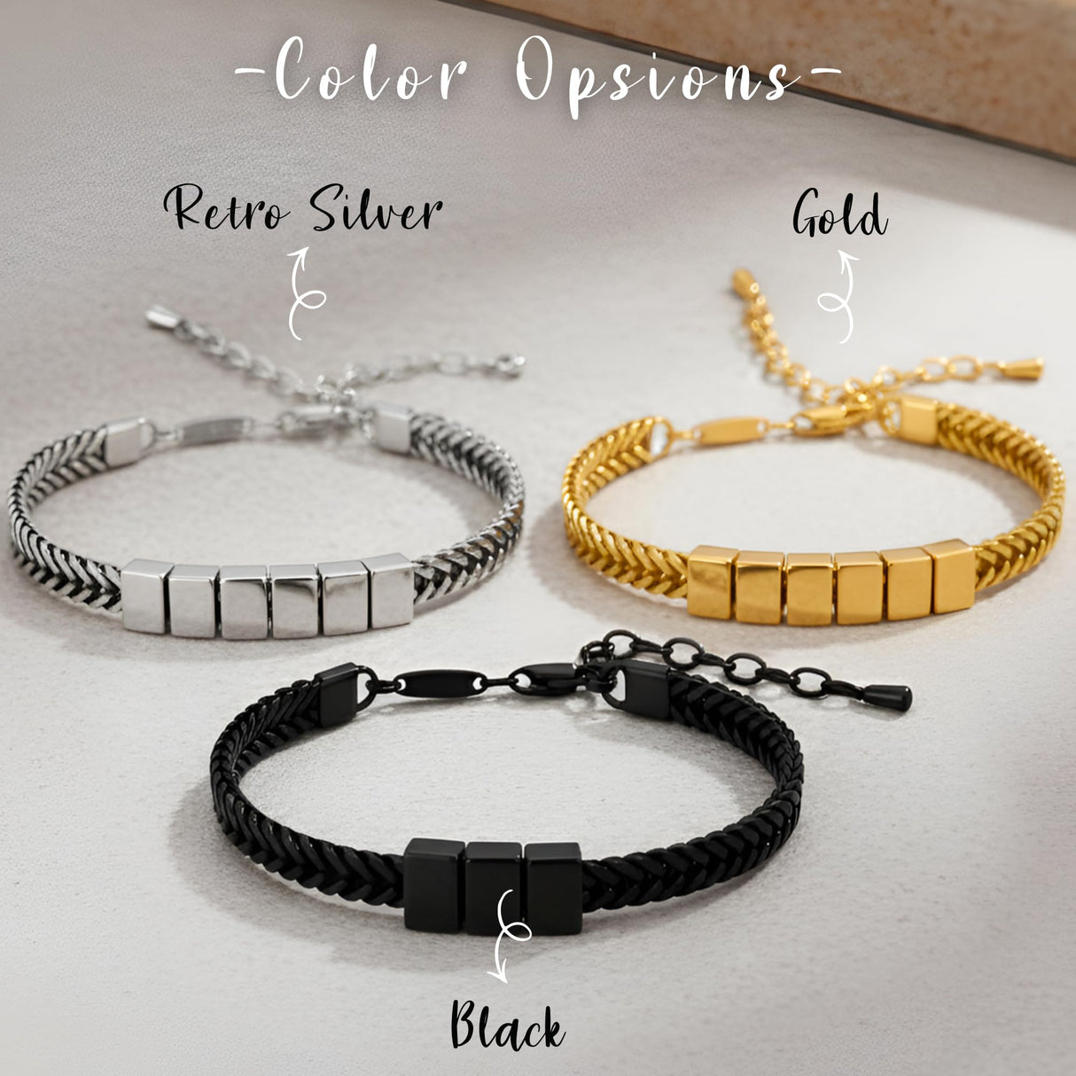 Personalized Stainless Steel Bracelet for Men - Custom Gold, Silver, Black Bracelets, Father Day Gifts for Husband, Dad, Boyfriend, Groomsmen, Birthday, Wedding, Anniversary, Friendship, Gift for Him