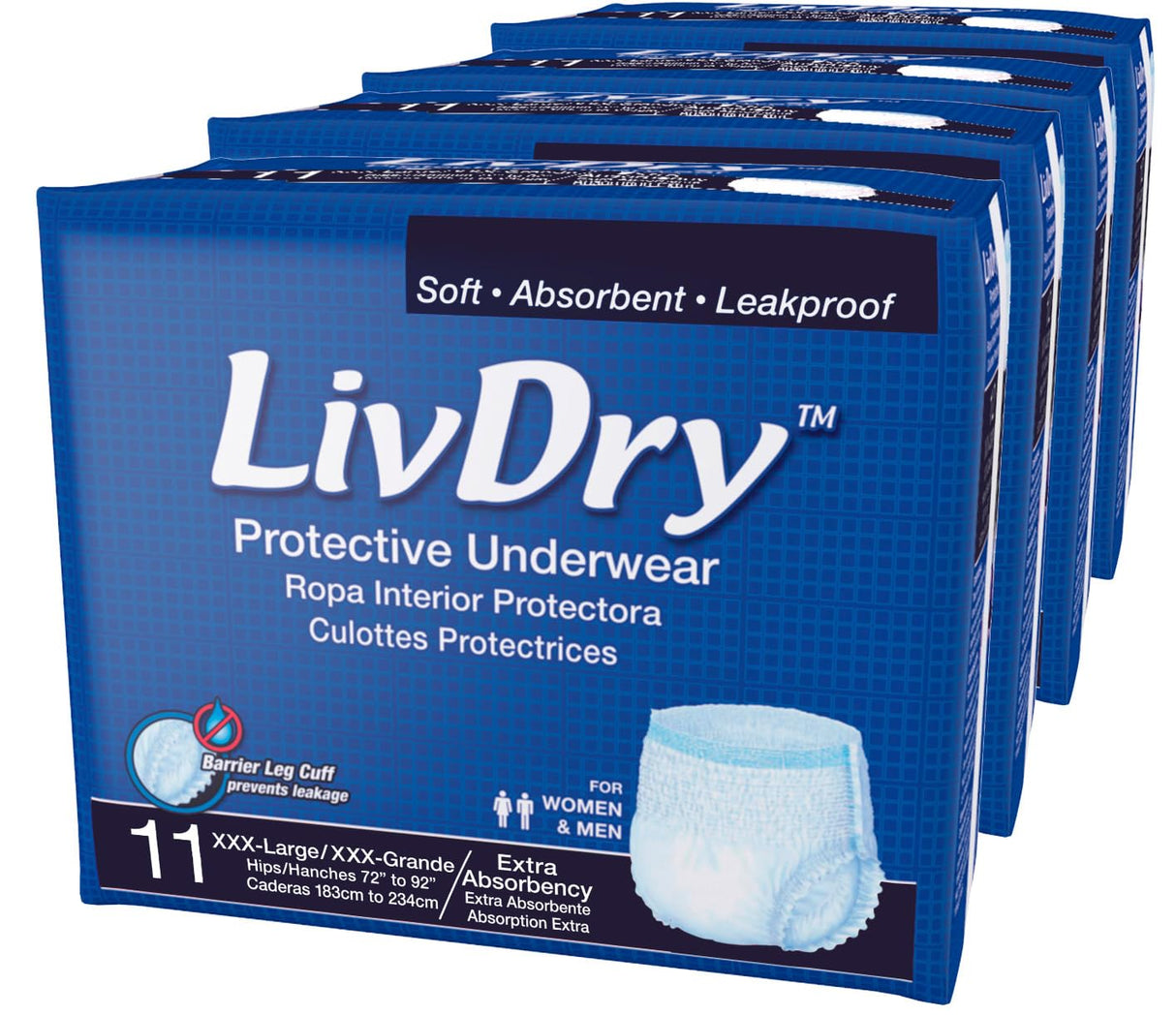 LivDry Adult Incontinence Underwear, Extra Absorbency Adult Diapers, Leak Protection (XXX-Large (44 Count))