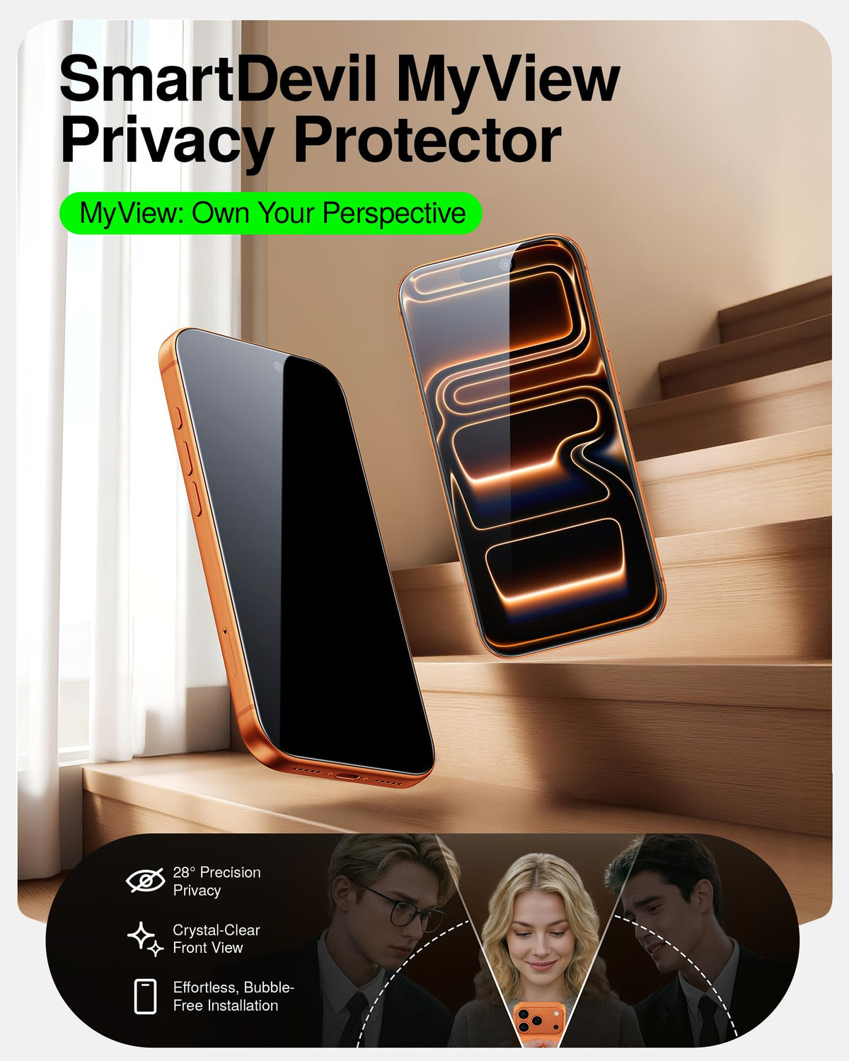 SMARTDEVIL 2 Pack Privacy Screen Protector for iPhone 17 Pro Max, Anti-Spy