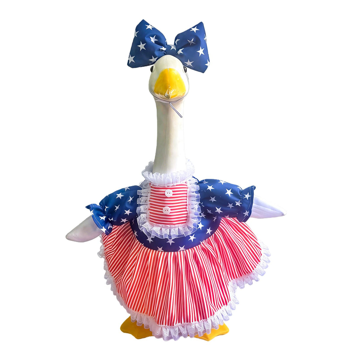 AOXFOXMAS Porch Goose Outfits for 23 Inch Lawn Statue, Patriotic USA Costume for 4th of July Independence Day, Garden Patio Decor for Cement/Plastic Goose Sculpture