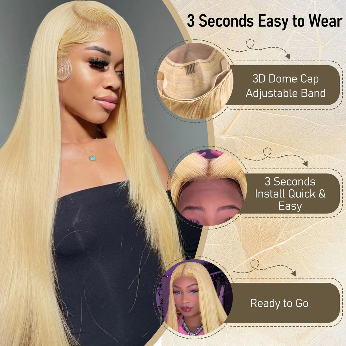 EAGERA 28 Inch 613 Blonde Glueless Wigs Human Hair Pre Plucked Pre Cut 7x5 Blonde HD Lace Front Wig 613 Pre Bleached Glueless Wigs 3 Seconds Wear and Go Closure Wig Human Hair 200% Density for Women