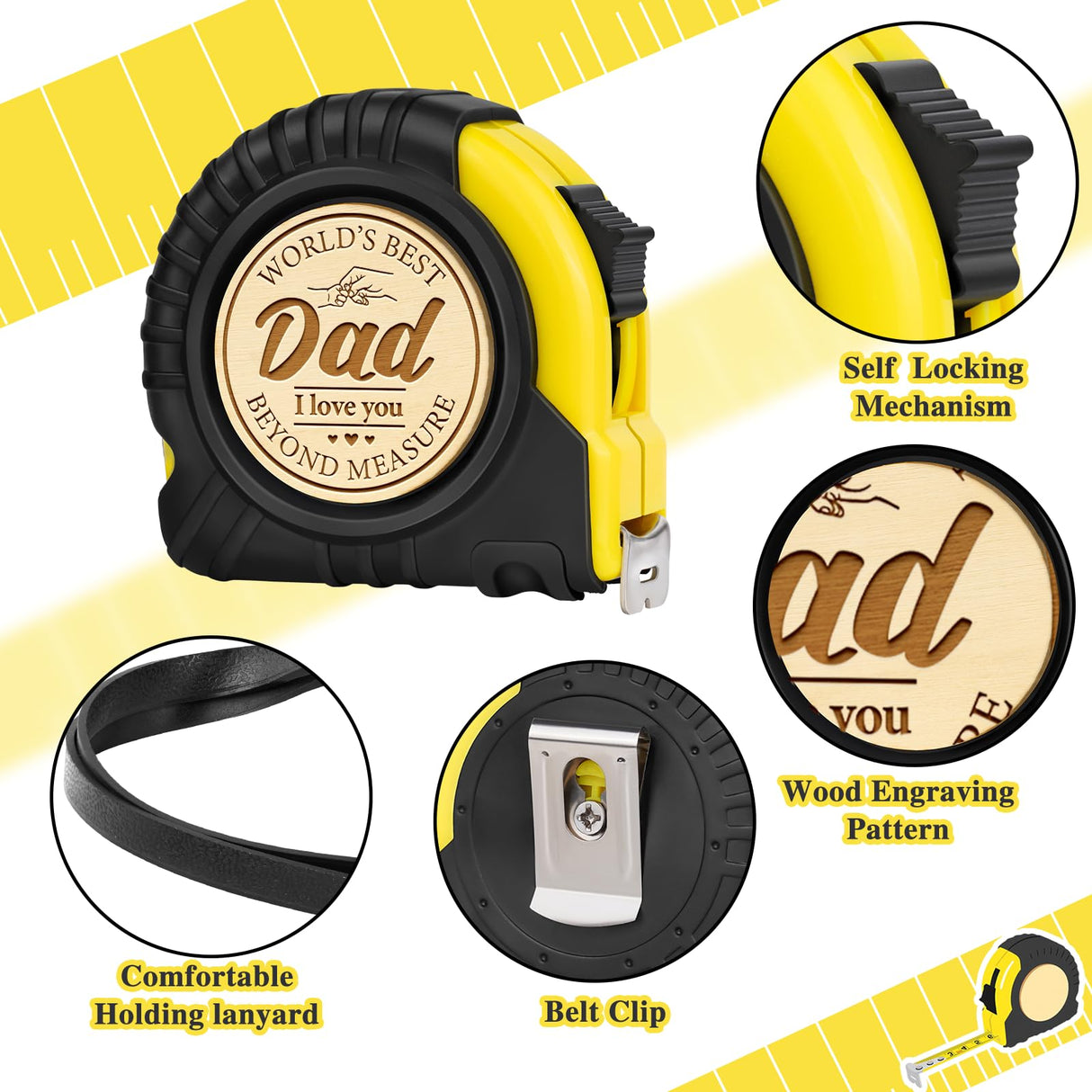 Fathers Day Birthday Gift for Dad from Daughter Son, Gift for dad, Dad Birthday Gift, Birthday Christmas Tools Gift for Dad, Practical Gifts for Father, Best Dad Ever Engraved 10 FT Tape Measure