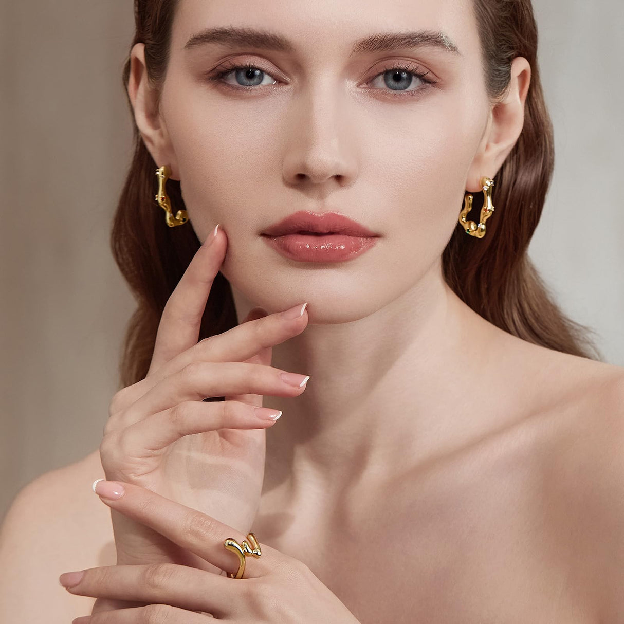 Cicy Bell 18k Gold Plated Earrings for Women Trendy Irregular Waterdrop Melting Liquid Cubic Zirconia Statement Drop Earrings Jewelry Gifts