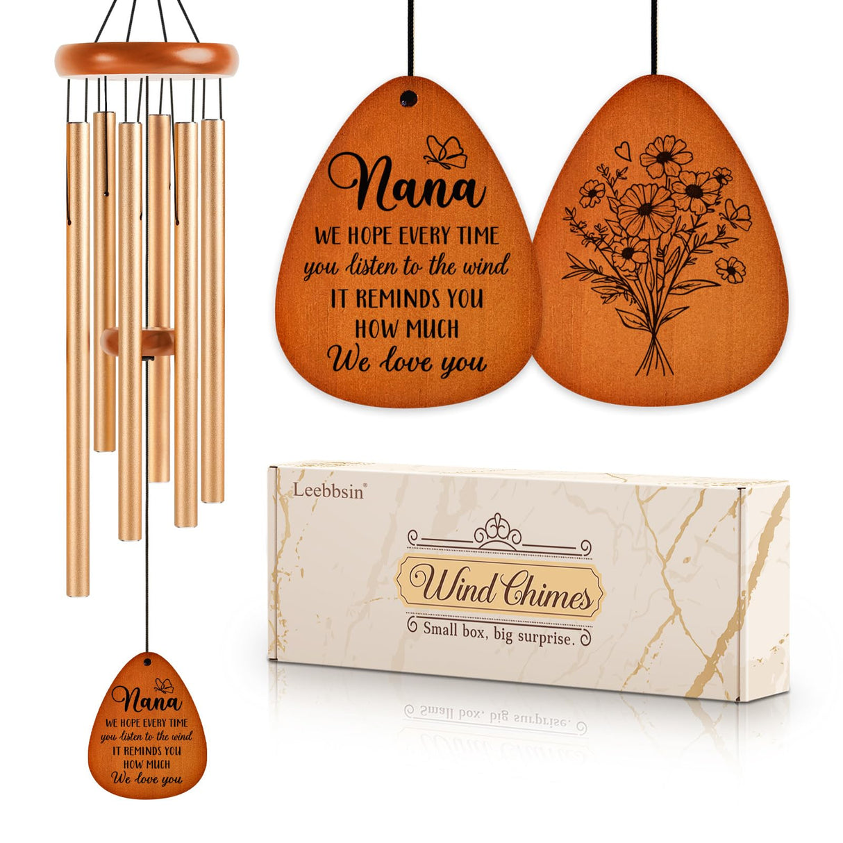 Leebbsin Gifts for Nana, Nanas Wind Chime, Mother's Day Best Gift for Nana, Birthday Gift Idea from Grandkids, Best Gifts Ideas for Mothers Day, Thanksgiving, Christmas, Large-36''