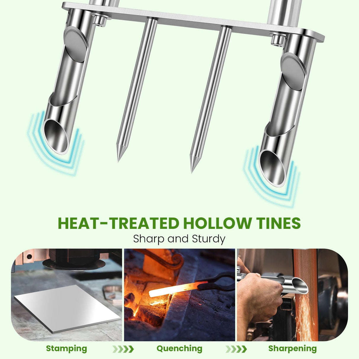 Manual Core Aerator, 2 Hollow Slot + 2 Spike Tines, Semi-Assembled, Orange