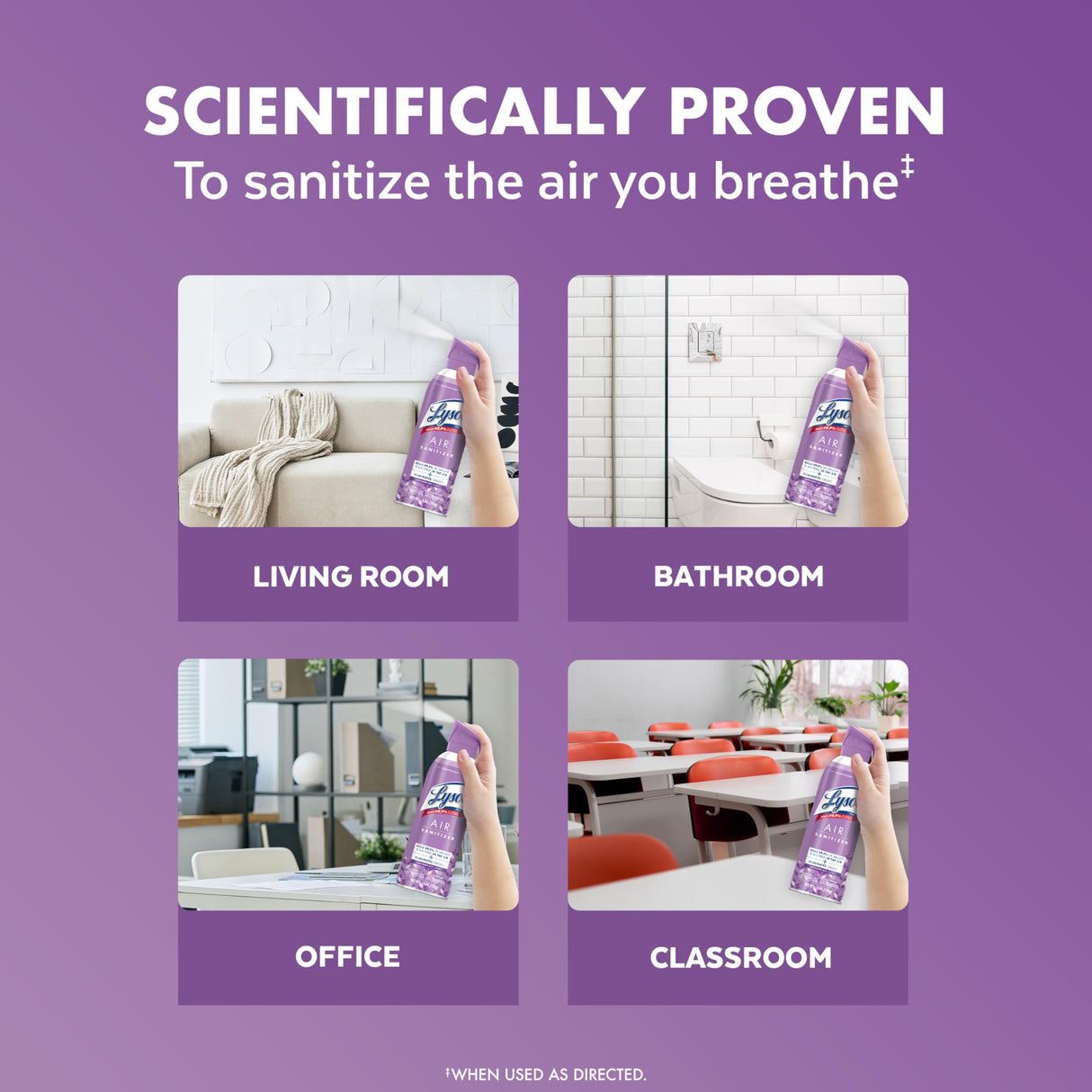 Lysol Air Sanitizer Spray with Odor Eliminator for Home & Office, Sanitizing Spray, Air Freshener Alternative, Lavender Sky Scent, 10 oz (Pack of 3)