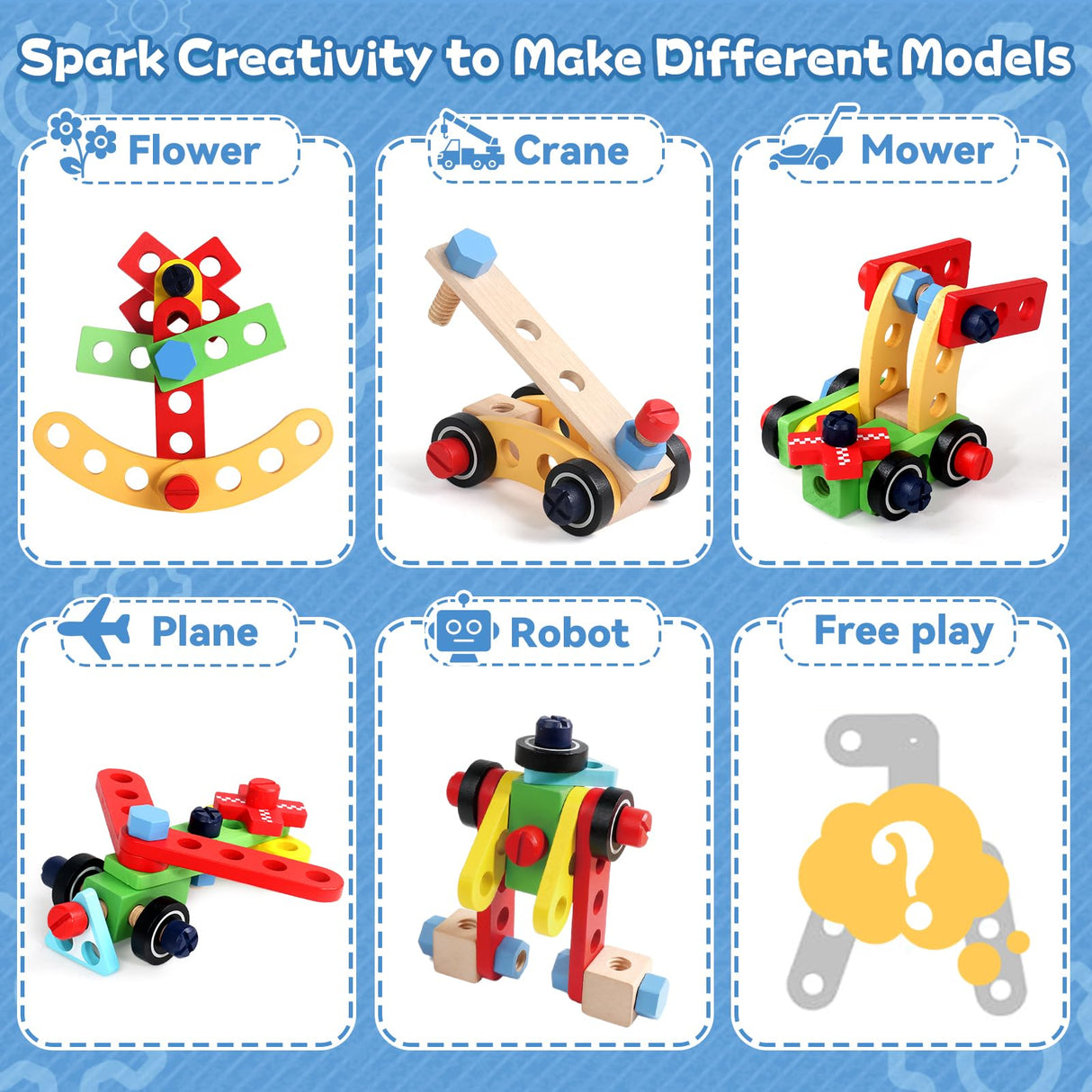 Kids Tool Set with Drill, Educational Montessori Toys for 3 Year Old Boys 44 Pcs STEM Kids Toys Wooden Toddler Tool Set with Apron & Box Christmas Birthday Gifts for 3 4 5 Year Old Boy Girl