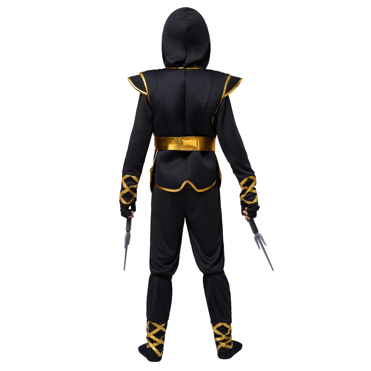 Spooktacular Creations Golden Ninja Costume Set, Ninja Jumpsuit with Foam Accessories for Kids, Toddler Halloween Outfit for Ideas Cosplay Party (Medium, 8-10 yrs)