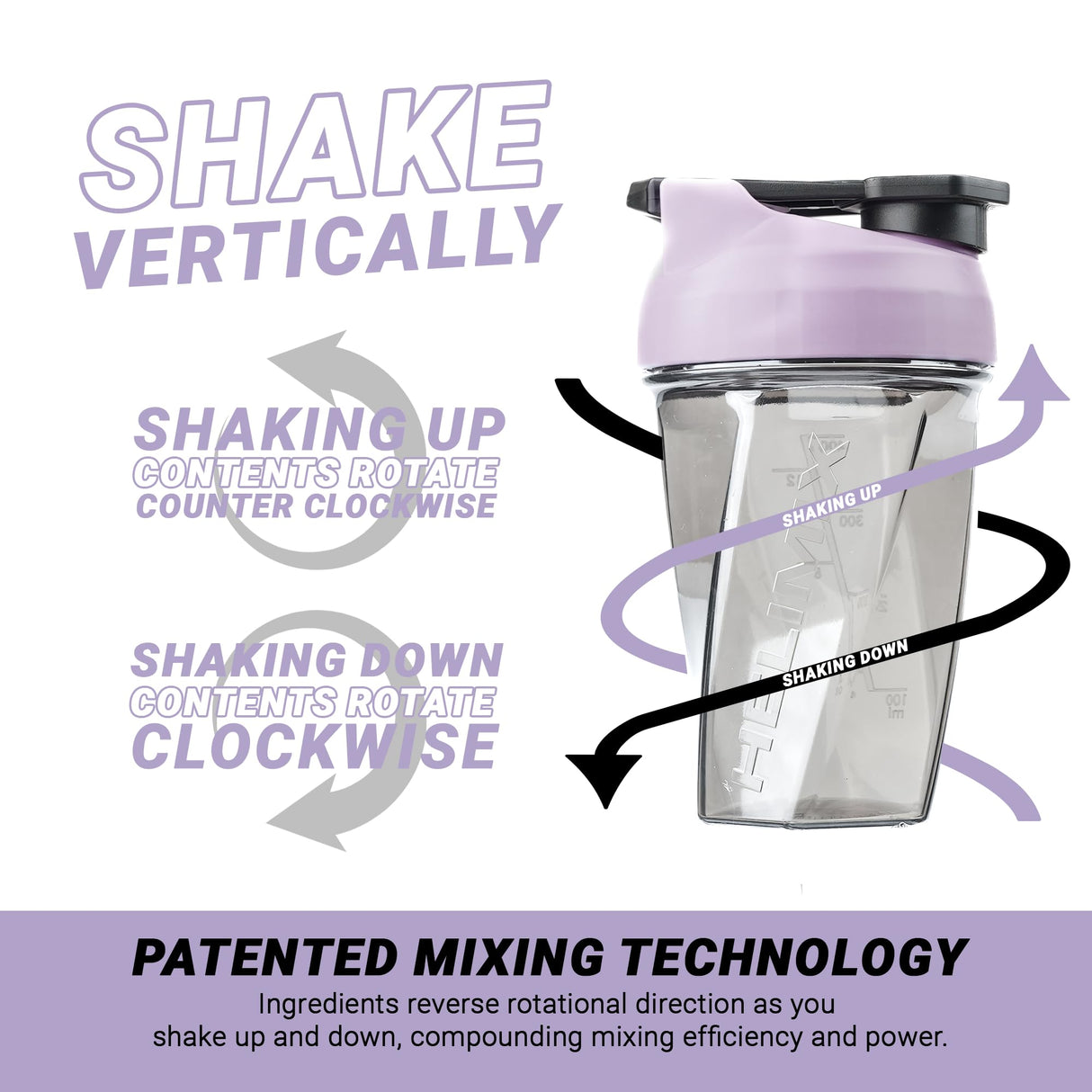 HELIMIX 1.5 Vortex Blender Shaker Bottle Holds Upto 20oz | No Blending Ball or Whisk | USA Made | Portable Pre Workout Whey Protein Drink Shaker Cup | Mixes Cocktails Smoothies Shakes | Top Rack Safe