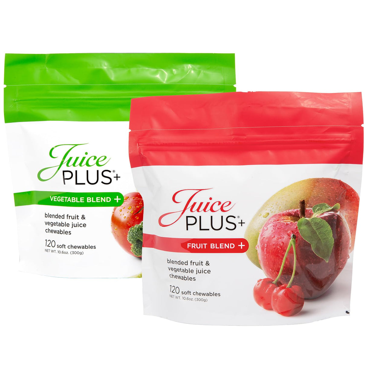 JuicePlus+ Fruit & Vegetable Blend Soft Chews - Tasty Vegan Fruit and Veggie Gummy Vitamins for Adults & Kids - 4 Month Supply (4 Pouches, 30 Chews Each)
