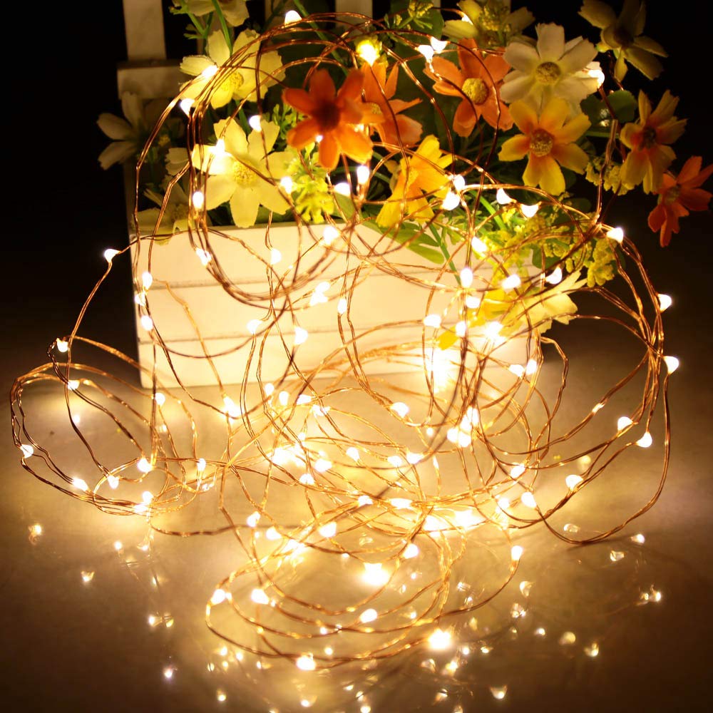 Ariceleo Led Fairy Lights Battery Operated, 4 Packs Mini Battery Powered Copper Wire Starry Fairy Lights for Bedroom, Christmas, Parties, Wedding, Centerpiece, Decoration (5m/16ft Warm White)