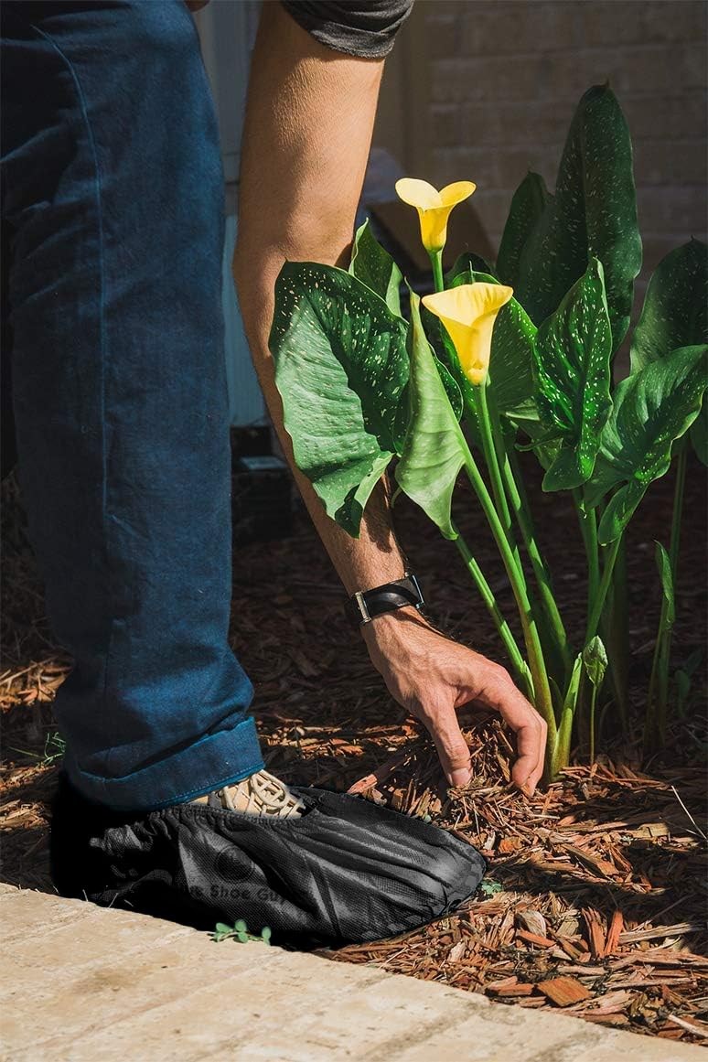 Premium Boot & Shoe Covers Disposable Booties - 200 Pack - Durable, Non-Slip, Non-Toxic, Water Resistant, Recyclable Protectors for Indoor & Outdoor - Large Size Fits Most Shoes