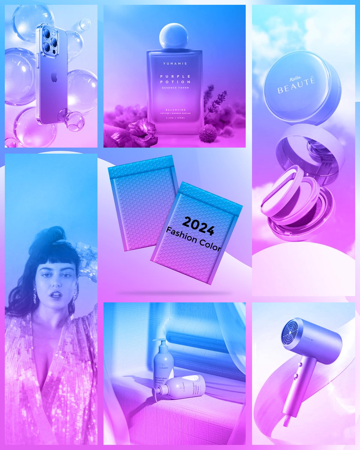 Metronic Bubble Mailers 6x10 Inch 100 Pack BluePurple Usable Size 6x9" Pretty Bubble Mailer Waterproof Padded Envelopes for Christmas Gift Packaging, Mailing, Shipping, Small Items Bulk