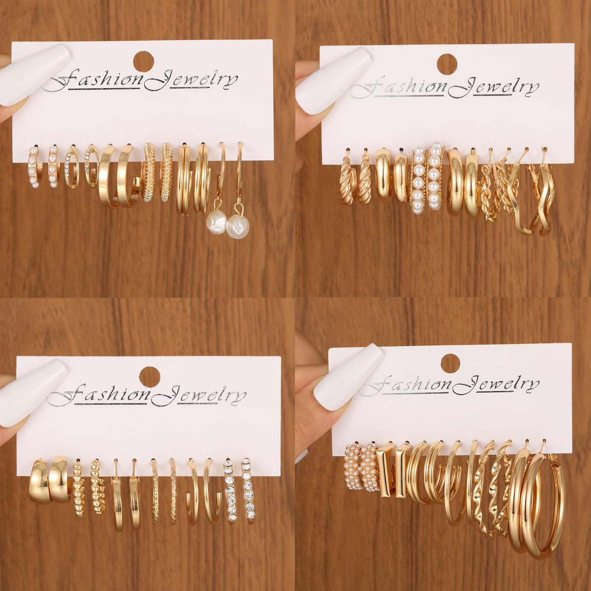 42 Pairs Gold Hoop Earrings Set for Women, Multiple Styles