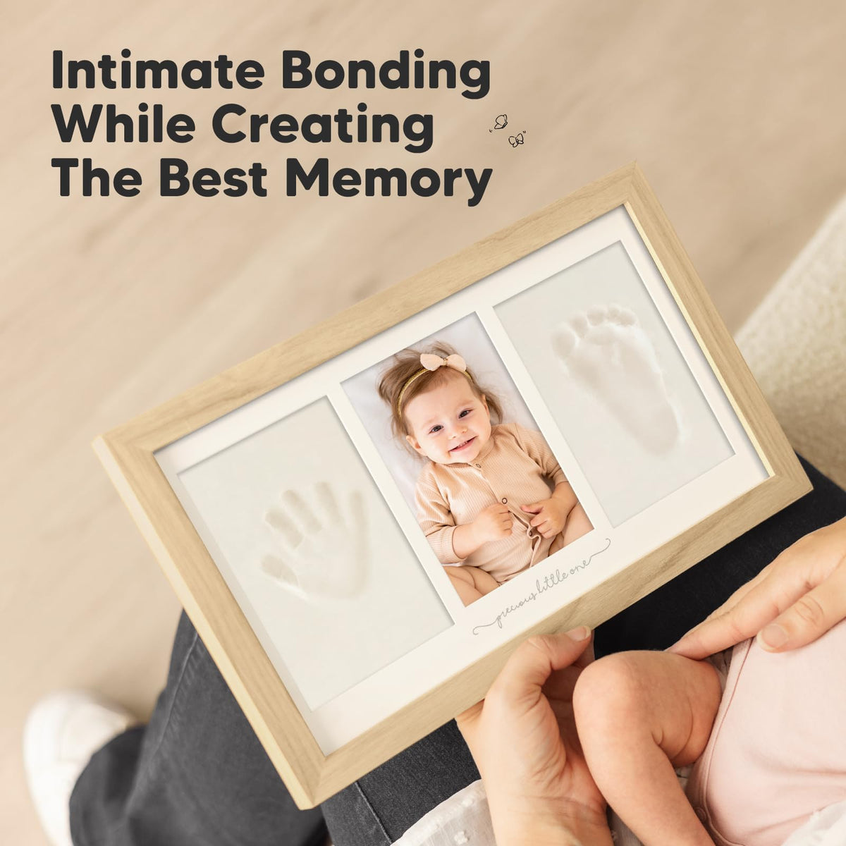 KeaBabies Baby Hand and Footprint Kit, Clay Keepsake Frame (Ash Wood)