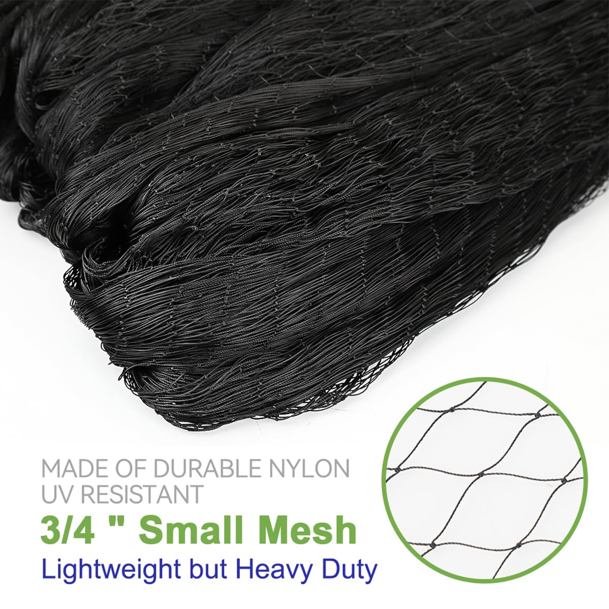 OGORI 25' x 25' Bird Netting Heavy Duty Nylon 3/4" Mesh Garden Netting Protect Fruit Trees, Plants and Vegetables