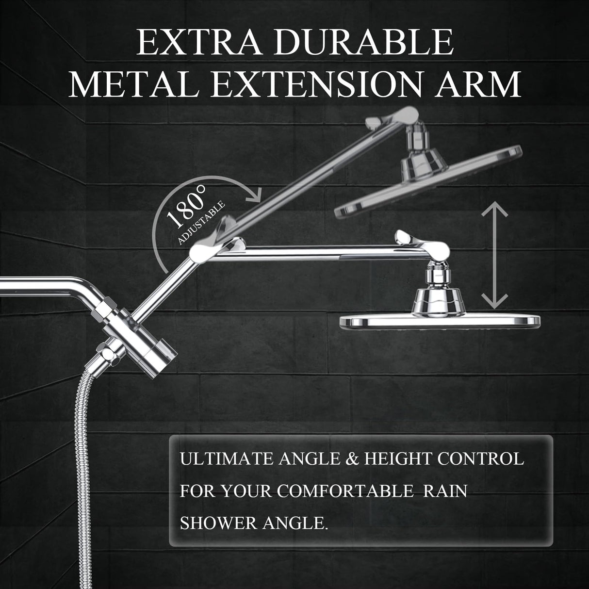 Veken Wide High Pressure Rain Shower Head with Handheld, Handheld Shower Heads with Multi Spray Modes, Rainfall Combo with 15" Metal Extension Arm,Detachable Dual Shower, Bathroom Decor,Chrome Silver