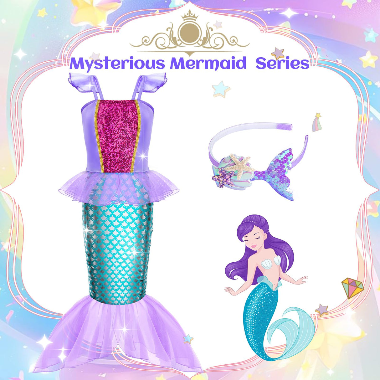 Princess Dress Up for Girls - Dress up Clothes for Toddler Girl,Role Play Costume Princess Toys Christmas Birthday Gifts for Age 3-8 Year Old