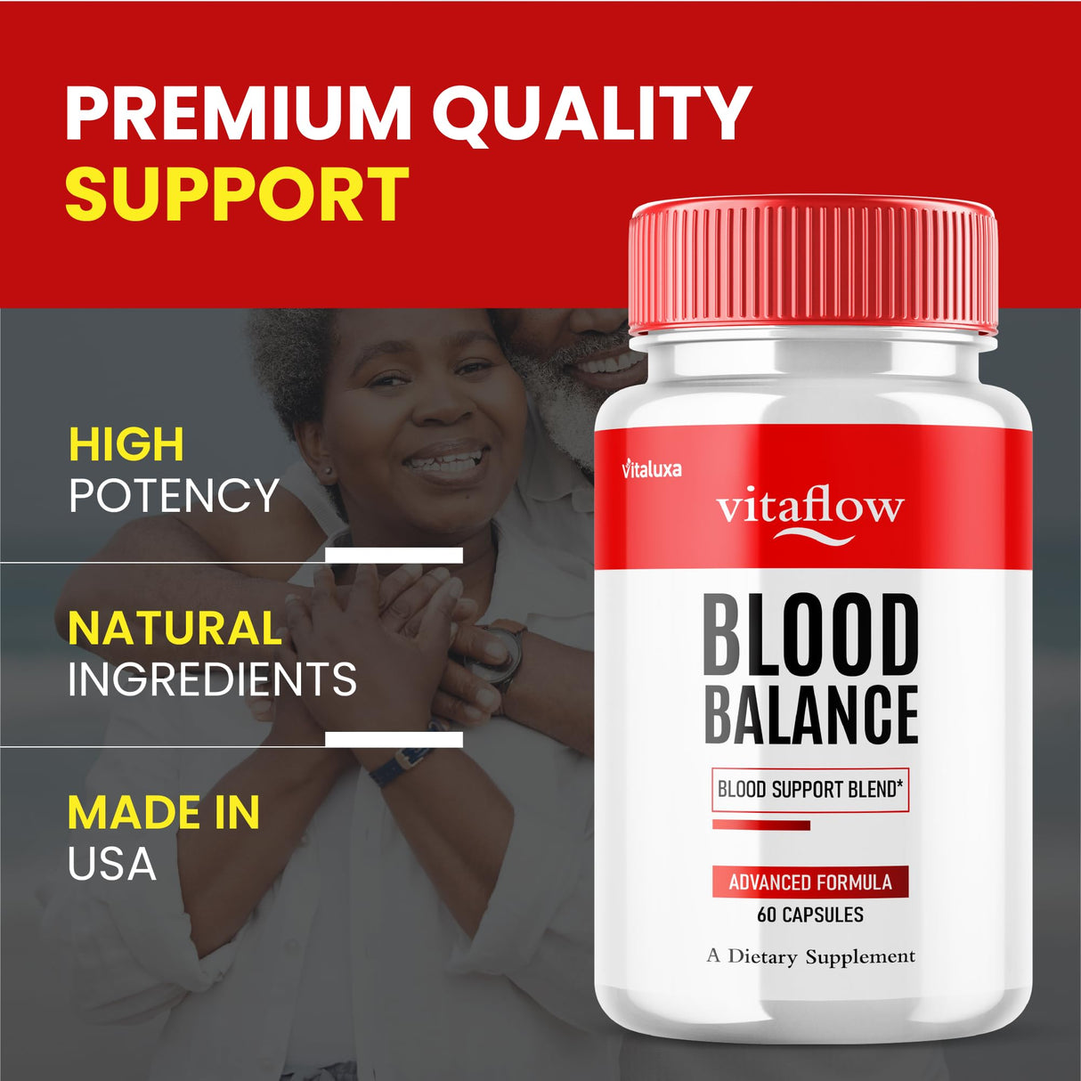 Vitaflow Blood Balance Support Supplement, Vita Flow Capsules Premium Glycogen Blend for Joints, Vital Flow Glyco Pills Maximum Strength Pressure Breathing, Vitalflow Natural Advanced Formula (60 Ct)