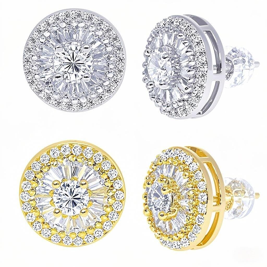 LuReen Earring Studs for Men Women Cubic Zirconia Earrings Set (2 Pairs)