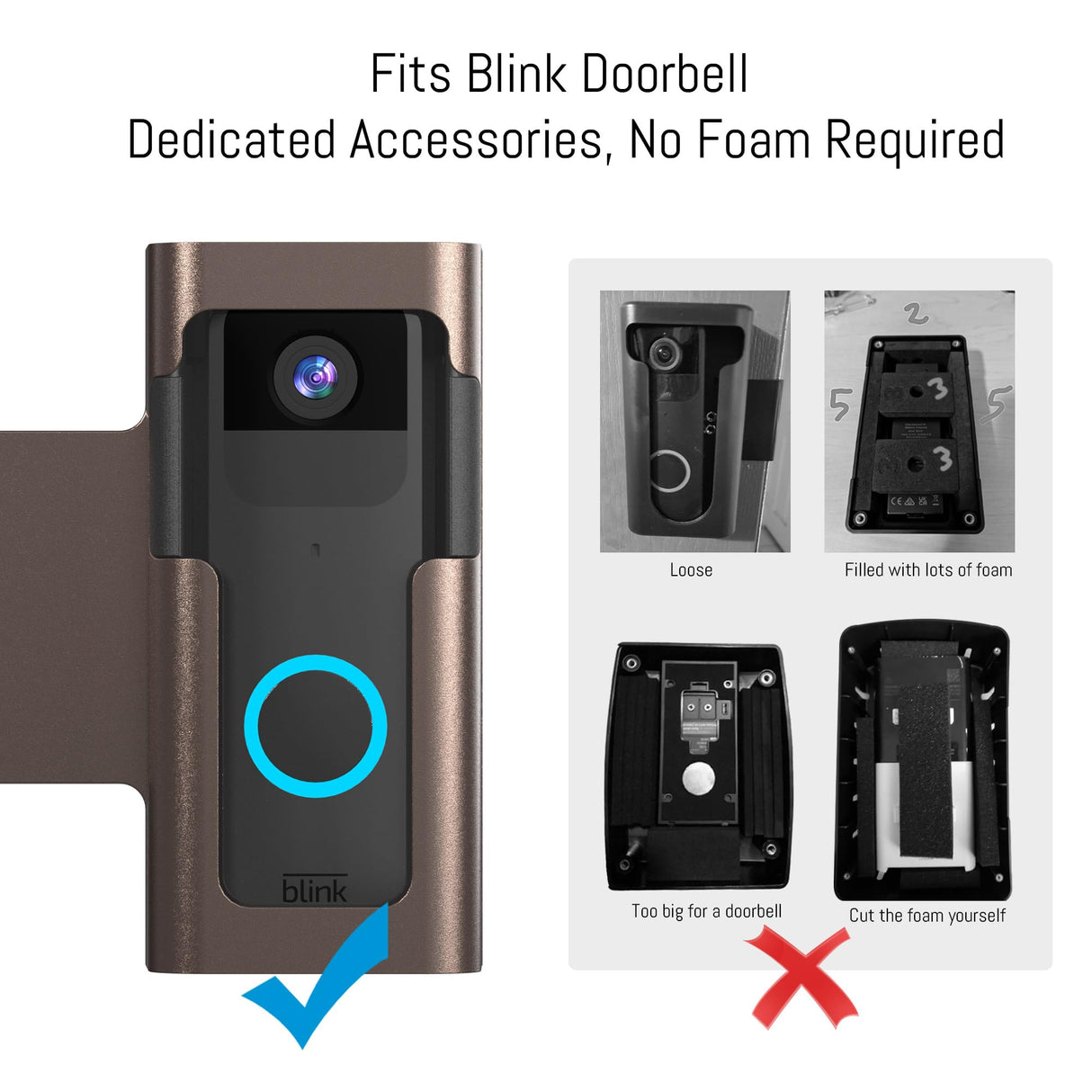 Anti Theft Ring Doorbell Mount: Metal Ring Apartment Door Mount Blink Doorbell Camera Holder No Drill - Renter Friendly Ring Doorbell Mount No Damage