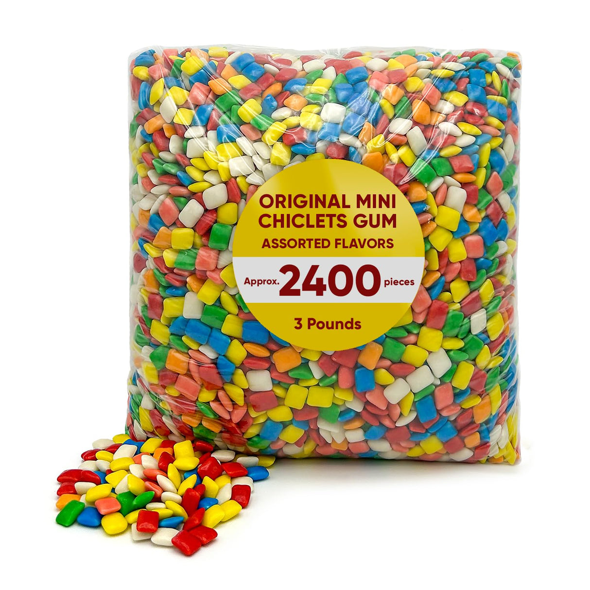 Original Mini Chiclets Gum for Bubble Machine, 3 Pounds Candy Approx 2400 Pieces, Assorted Flavors, Perfect for Gumball Machines - Mastic Gum Christmas Gum - Chiclets Chewing Gum - Chicle Gum for gumball machine candy refills
