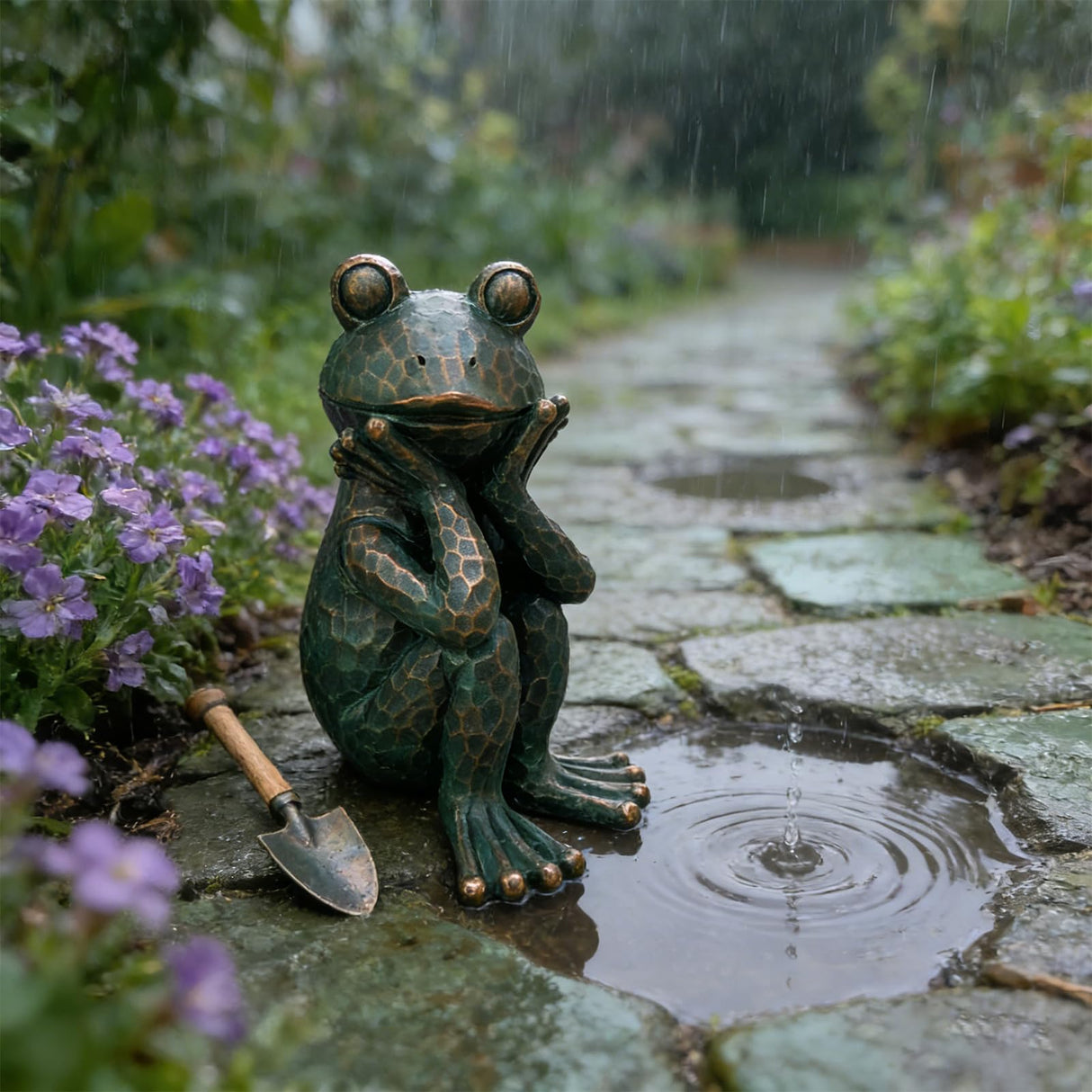ResinHaven Meditation Frog Sculpture, 10" H 7.48" L Handcrafted Resin Zen Frog Statue, Suitable for Garden, Courtyard, Indoor and Outdoor Home Decoration