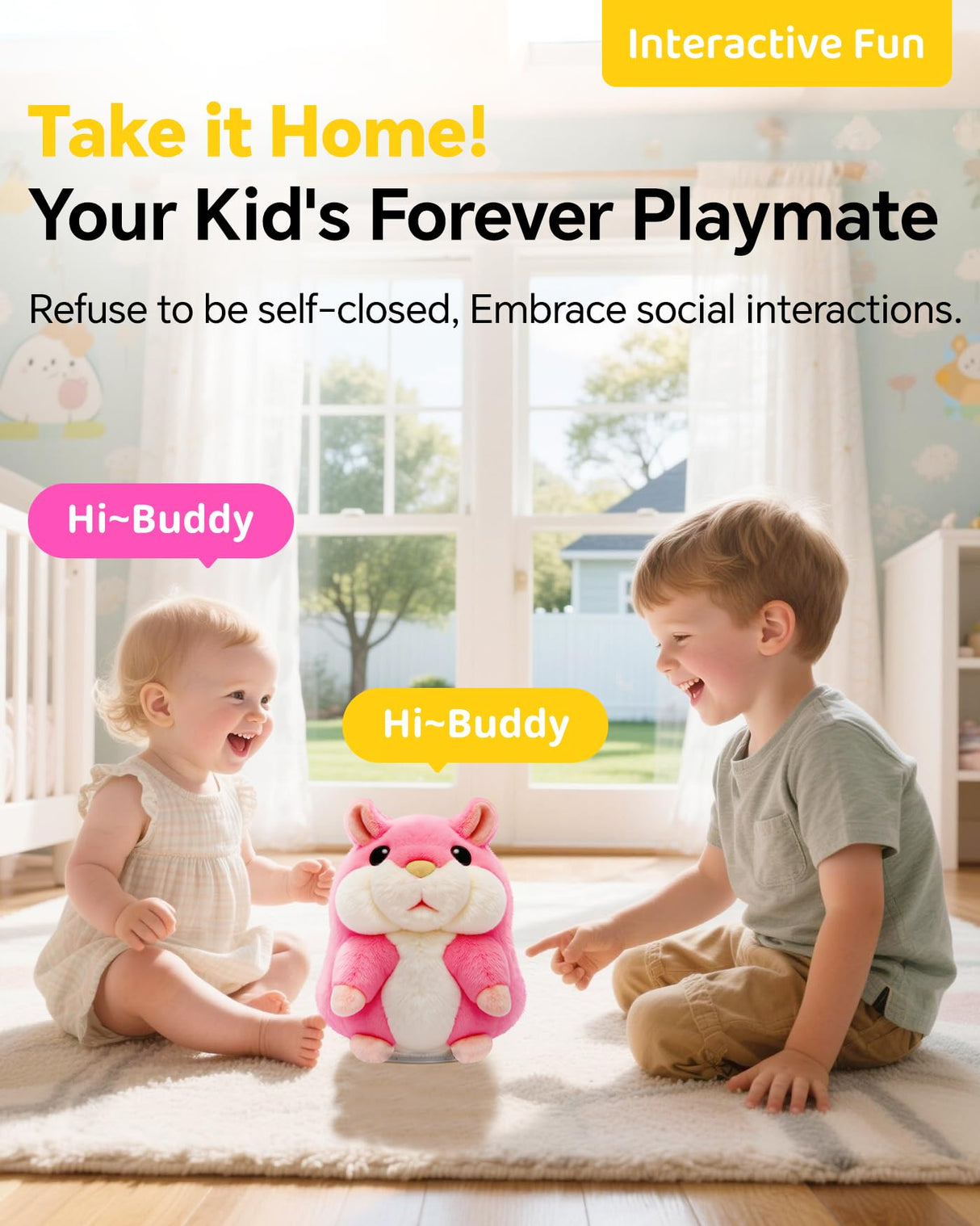 TWORIVER Talking Hamster Repeats What You Say,2025 Top Christmas Funny Gifts,Toddler Toys for Ages 2-4 5-7 8-13 Girls Pink Stocking+Stuffers Kids Interactive Dolls,a Most Popular Stuffed Animal Plush