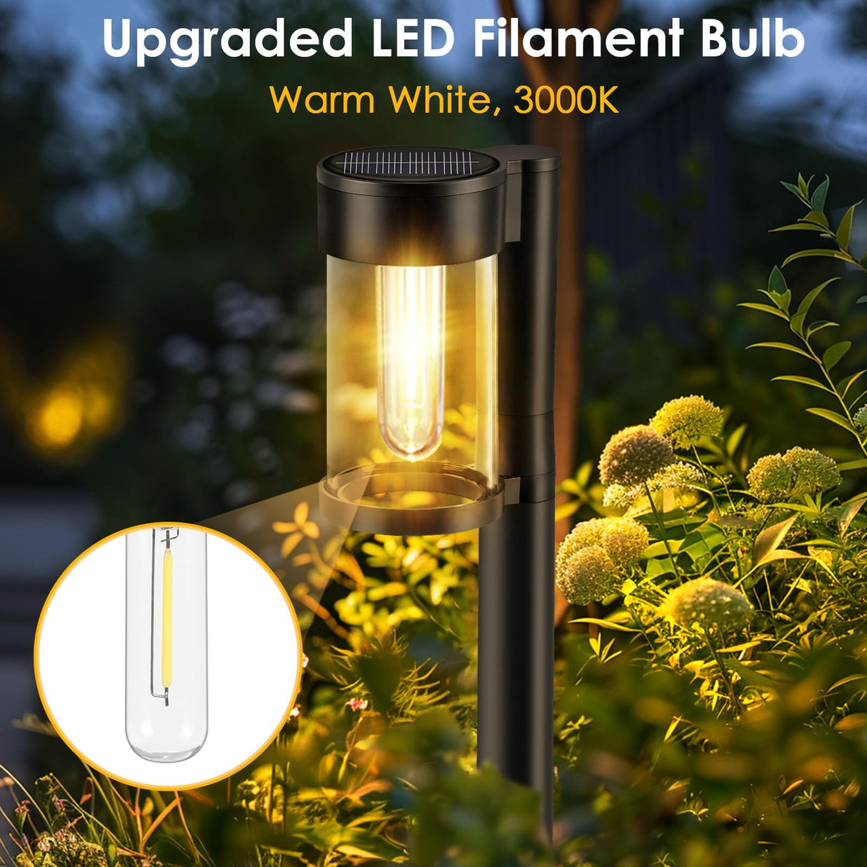 Mancra Solar Pathway Lights Outdoor, 10 Pack Metal & Glass Solar Lights Outdoor Waterproof Landscape Path Lights for Yard Walkway Garden Decor, Warm White