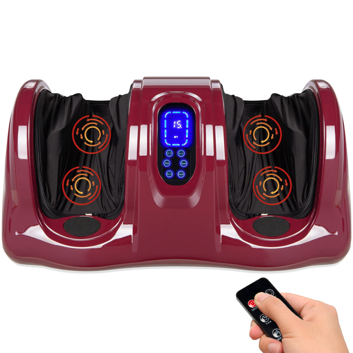 Best Choice Products Shiatsu Foot Massager for Pain Relief, Plantar Fasciitis, Neuropathy, Blood Circulation, Remote Control w/Compact Design - Burgundy