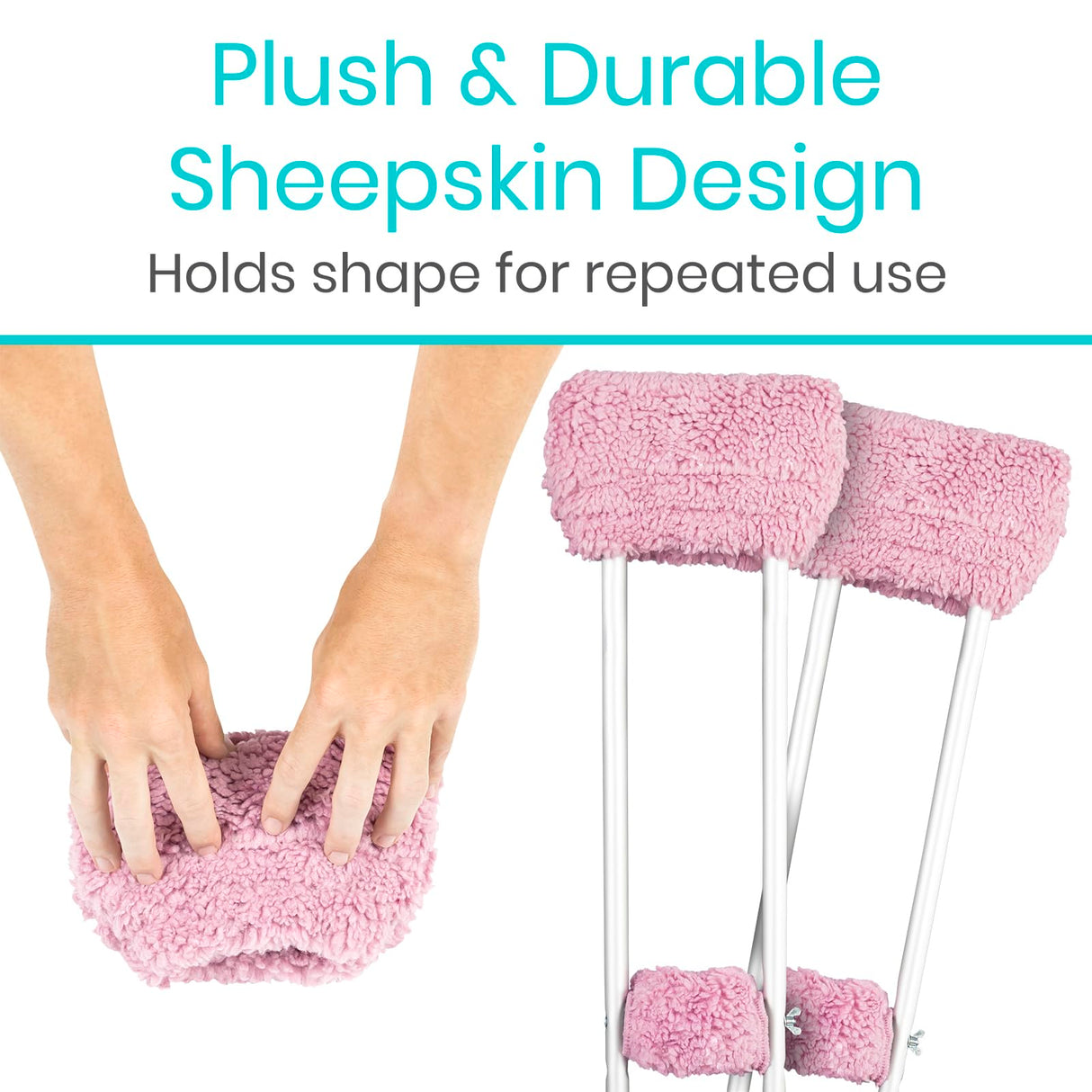 Vive Sheepskin Crutch Pads & Hand Grips - Comfortable, Breathable, Machine Washable Padding for Adults - Premium Accessory Covers for Crutches, Armpits - Latex-Free & Non-Toxic