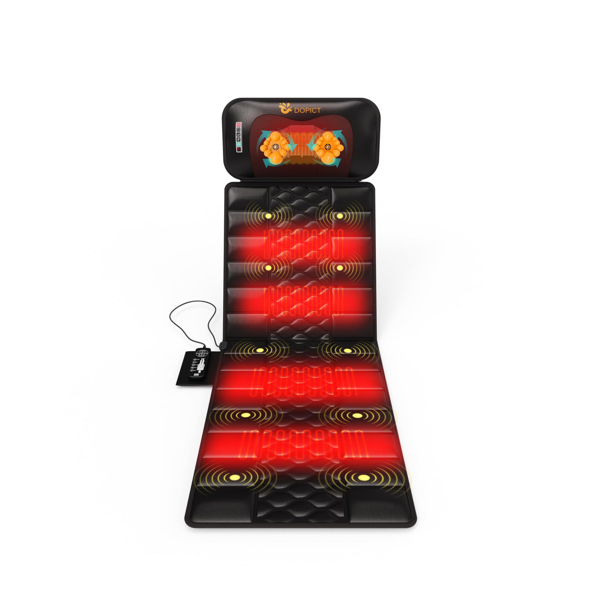 DOPICT Massage Mat, Detachable Neck Massager, Full Body Vibration Heating, Massage Pad with 10 Vibrating Motors and 9 Speed Settings for Home Office Use, Gift for Men Women Parents Christmas,Black