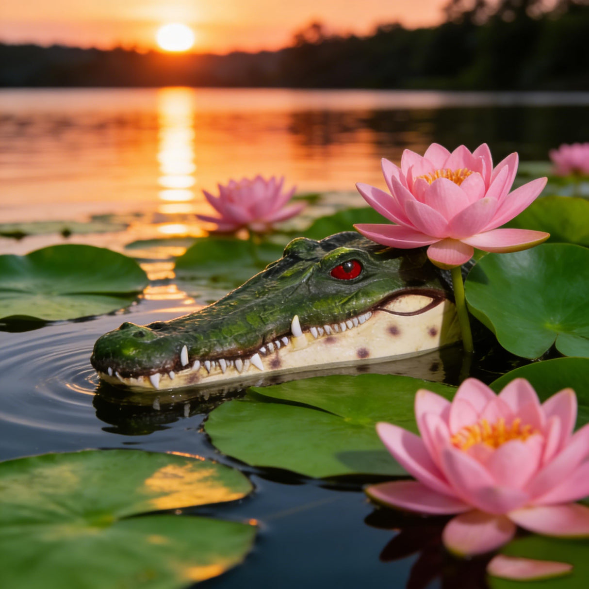 Benhurb Pond Floating Alligator Head Decoy, Pools Float Fake Gator Head Duck Detterent Crocodile Head Decoy for Koi Garden Yard Decoration Swimming Pool Animal Protector