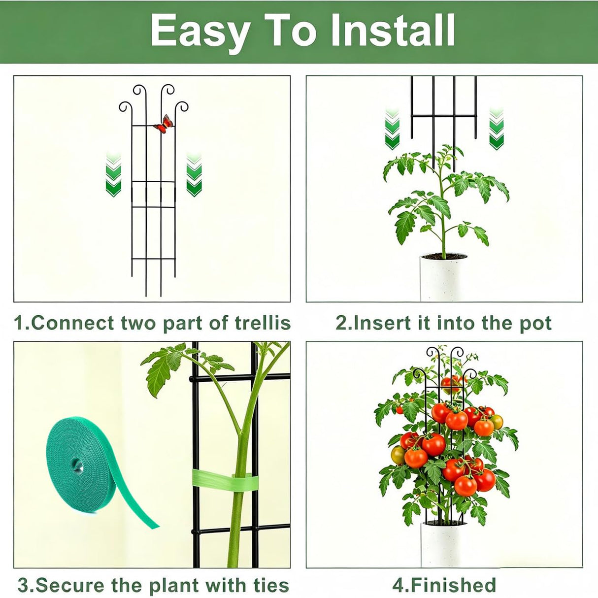 32.6inch Plant Trellis for Pot Climbing Plants Indoors & Outdoor, Garden Trellis for Potted Plants, Rust-Proof Metal Sturdy Yet Gentle Climbing Stakes Support for Ivy Pothos Hoya Monstera (4pcs)