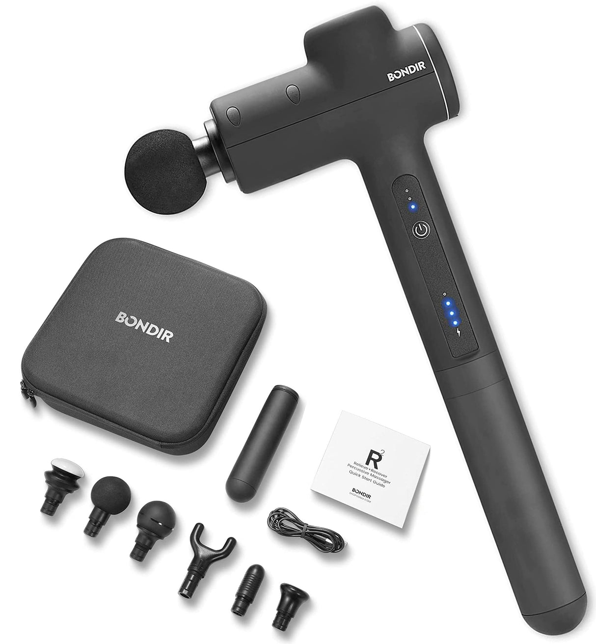 BONDIR R2 Massage Gun - Percussion Deep Tissue Back Massager with Extension Handle